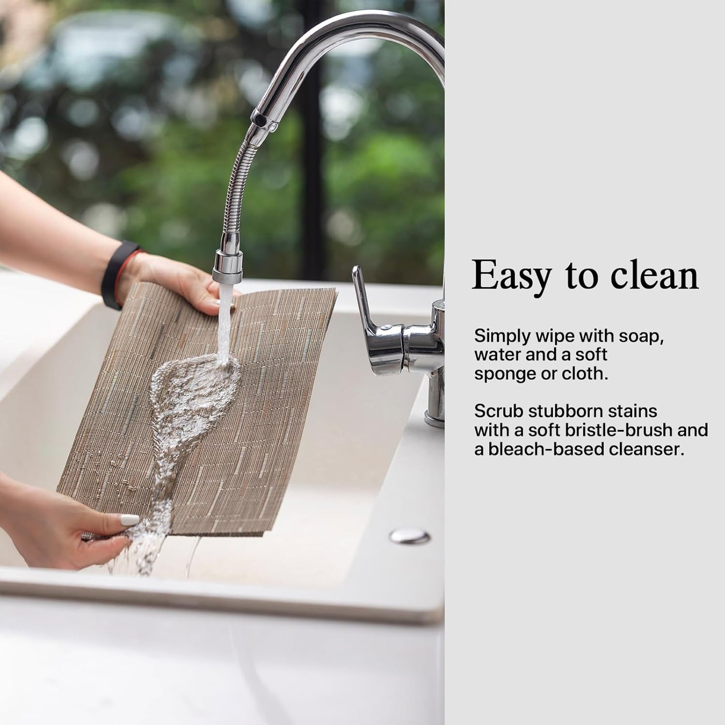 Placemats Set of 12 - Easy Clean Woven Vinyl Placemats for Dining Table, Indoor/Outdoor Place Mats, Washable PVC Table Mats （Light Brown）