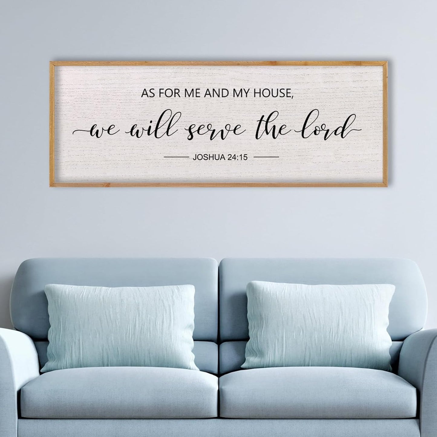 LuZhiQiang As For Me And My House We Will Serve The Lord Wall Decor Sign 40"X15" Bible Verse Religious Scripture Wall Art (Wood)