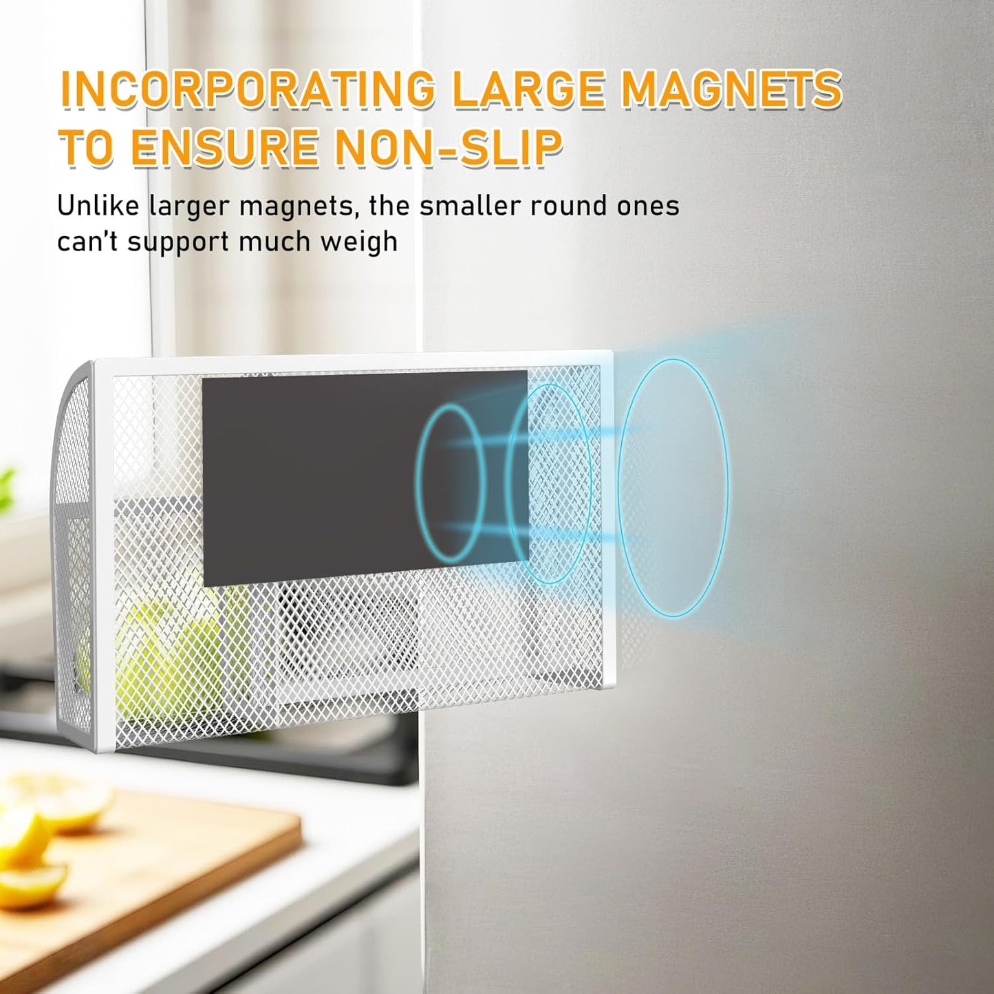 Magnetic Pencil Holder Magnetic Shelf for the Whiteboard 3-Grid Mesh Magnetic Pen Holder for Refrigerator Magnetic Organizer Locker Accessories Organizer for Office (White)