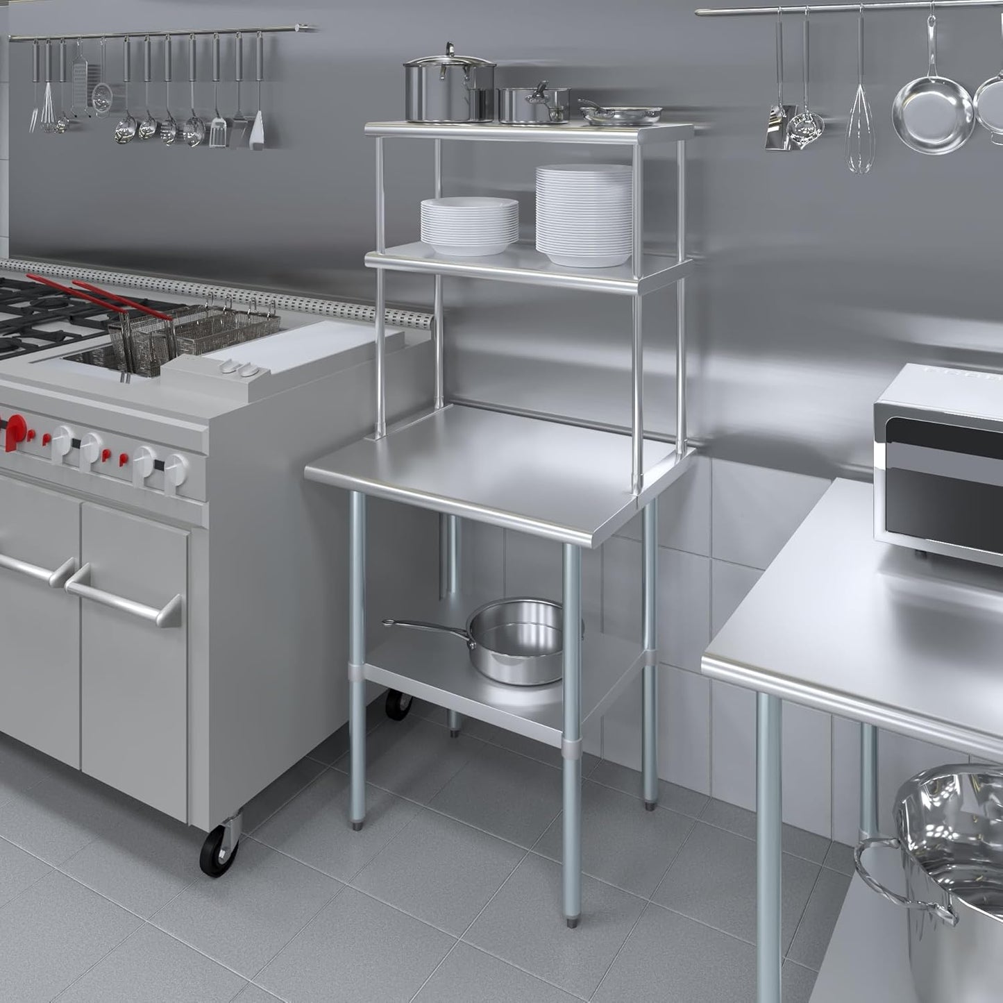 AmGood Double OverShelf Stainless Steel NSF - Many (30" Long x 14" Deep)