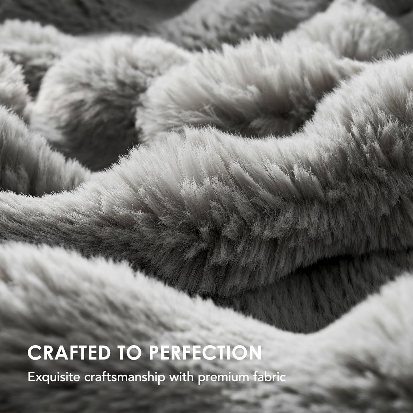 EVERGRACE Ultra Soft Luxury Fluffy Ridgeline Faux Rabbit Fur Throw Blanket, Thick Warm Bubble Throw for Bed, Cozy Plush Reversible Blankets for Couch, Chair, Sofa, Grey, 50x60 Inches, 870 GSM