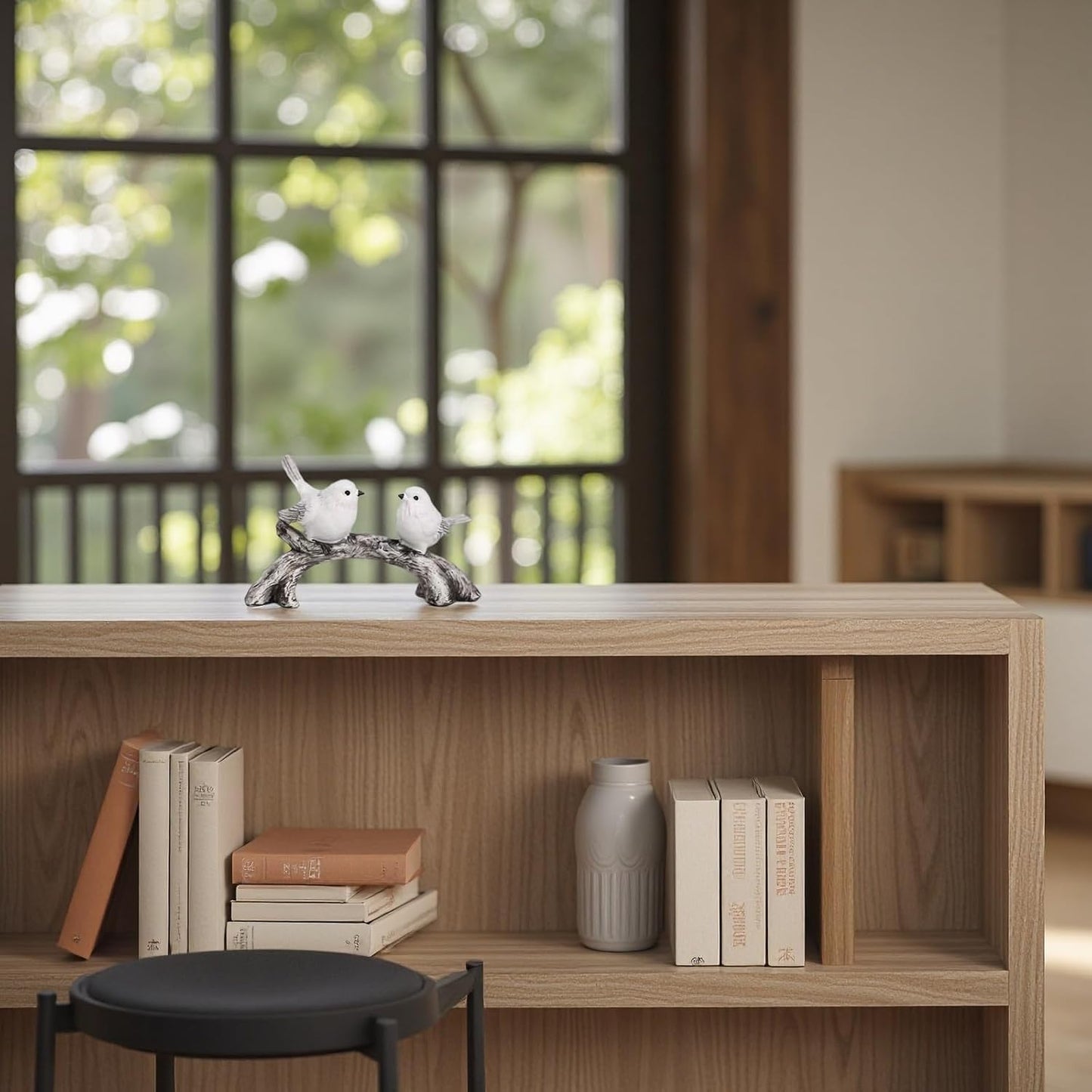 Resin Love Birds on Branch - 9.8 Inch Couple Bird Statue, Romantic Home Decor Gift for Valentine's Day, Wedding, Anniversary - Desk, Shelf, Bedroom, Office and Garden Decor