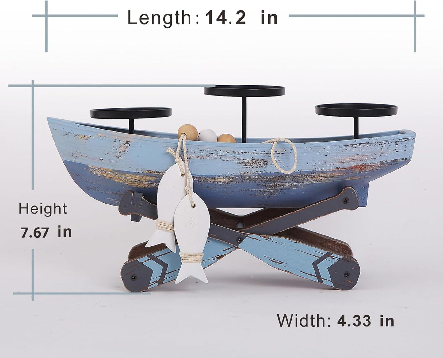 Nautical Votive Candle Holder, Ocean Themed Farmhouse Boat Candle - Marine Beach Style Handmade Decor for Home, Office, Housewarming Gifts