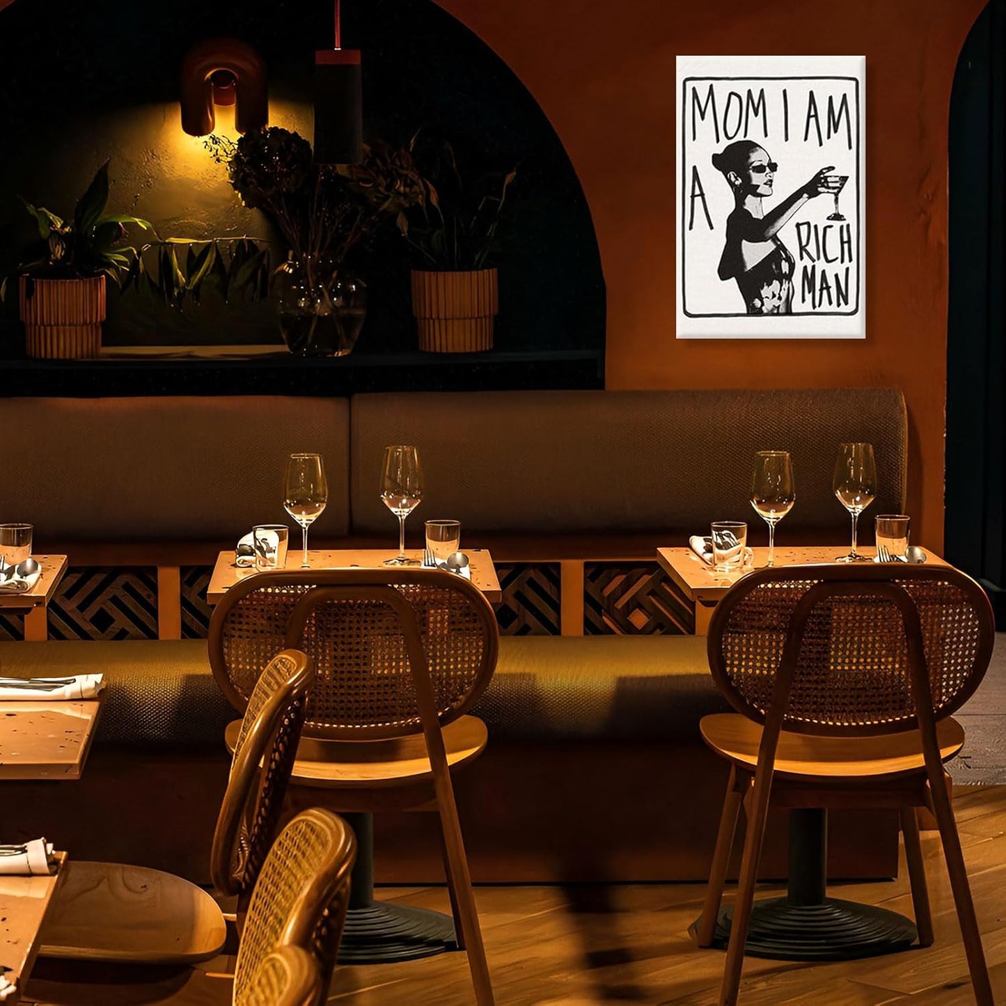 Mom I Am A Rich Man Aesthetic Retro Music Goblet Poster Feminist canvas Wall Art Vintage Bar Cart Wall Decor Preppy Dorm Decor Unique Wall Art prints painting 12x16in Framed