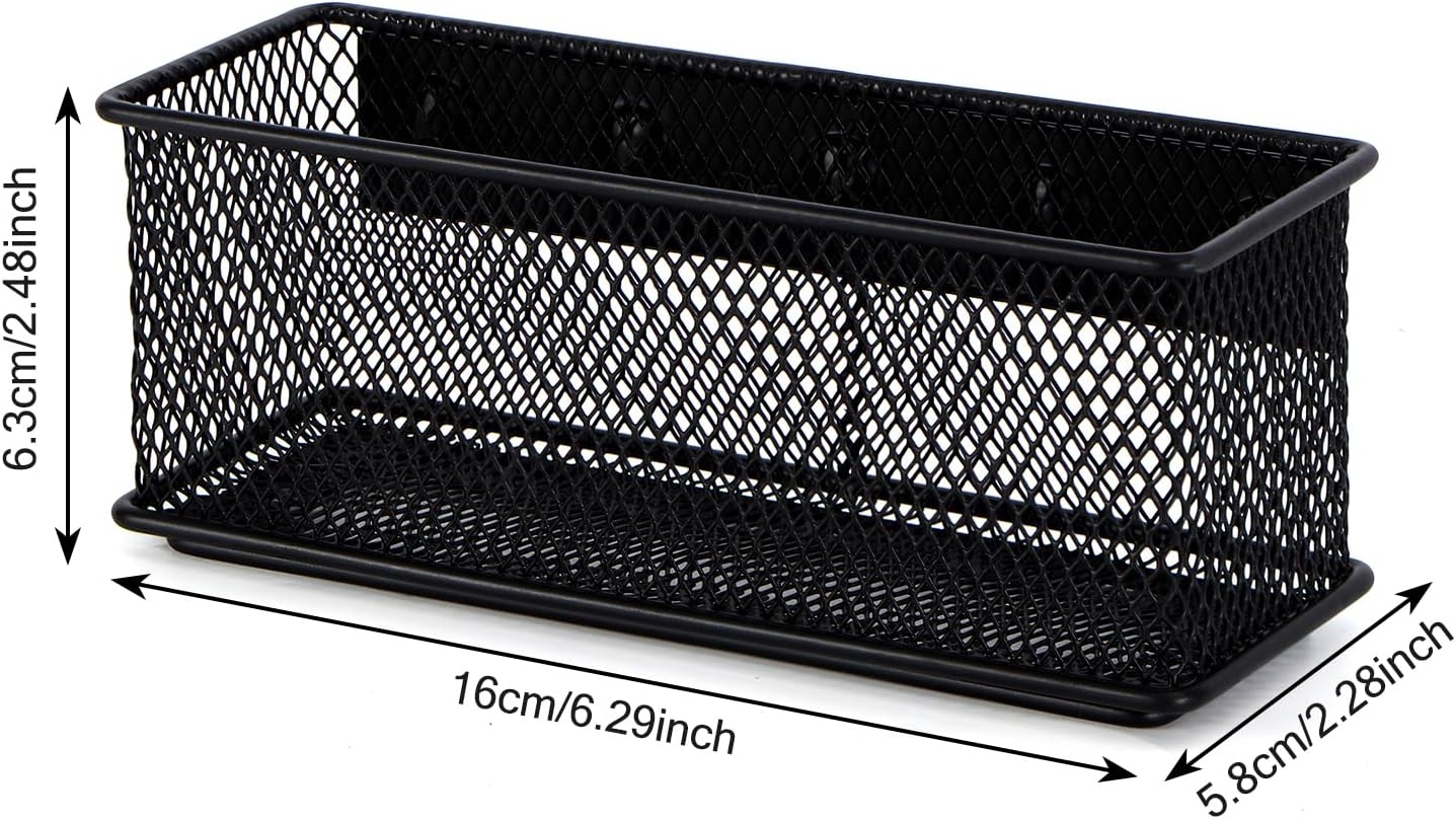 6.29'' × 2.28'' × 2.48 Black Magnetic Basket for Refrigerator Magnetic Organizer Holder Locker Organizer for Home Office Accessories Magnetic Basket for Whiteboard,Set of 4