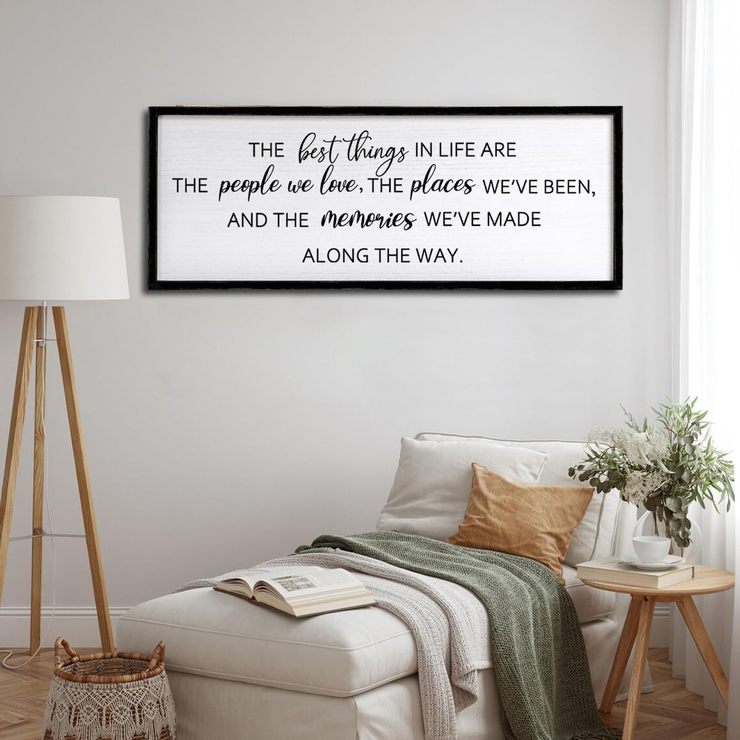 The Best Things in Life Framed Wall Art, 32''×12'' Rustic The Best Things in Life Sign for God Jesus Christ Prayer, Horizontal Holy Inspirational Family Home Decor