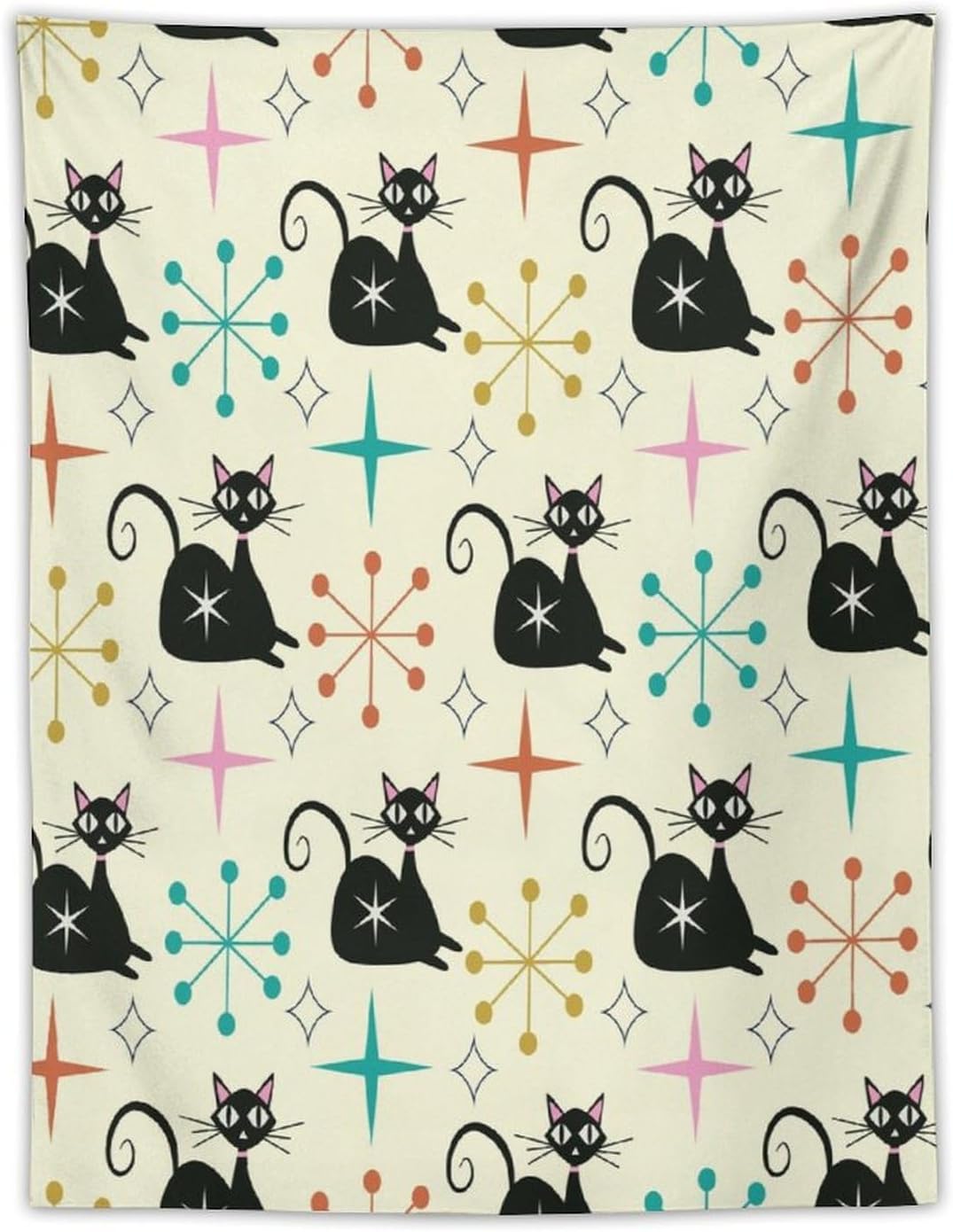 ICMOLYYENLO Abstract Cat Tapestry, Medieval Abstract Atomic Star Cat Vintage Home Wall Hanging Art Tapestry for Bedroom Living Room Dormitory 60x80 Inch