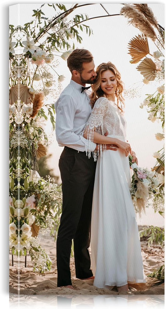 Custom Canvas Prints with Your Photos - Personalized Pictures Print, Customized Photo Gifts, Wall Art Poster Canvas Printing for Wedding, Family, Baby, Pets, Home Office Decor, Wrapped Frame 8x16