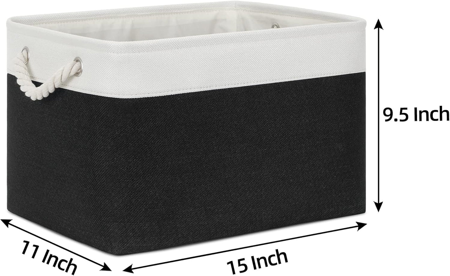 Bidtakay Black Storage Baskets for Shelves [3-pack] Collapsible Organizer Baskets for Laundry Storage 15 X 11 X 9.5 Inches Dog Toy Bins Fabric Storage Bins for Bedroom Home Storage