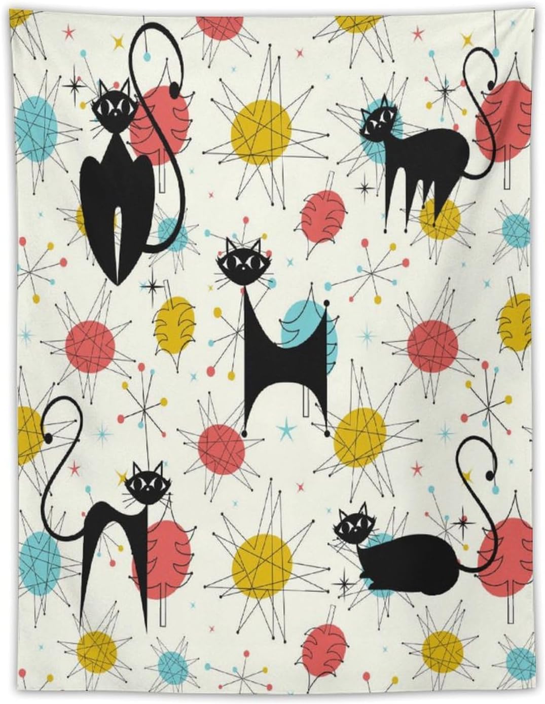 ICMOLYYENLO Abstract Cat Tapestry, Medieval Abstract Atomic Star Cat Vintage Home Wall Hanging Art Tapestry for Bedroom Living Room Dormitory 30x40 Inch