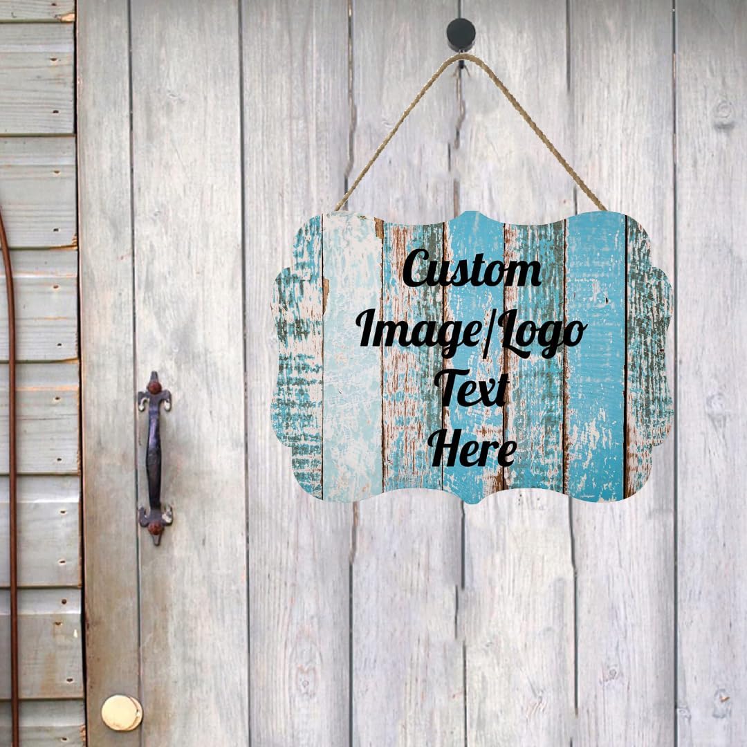 Personalized Wooden Welcome Sign - Front Door Decor, Home Sign, Customized Image/Text, Farmhouse Decorations, 11.2 * 8 Inch