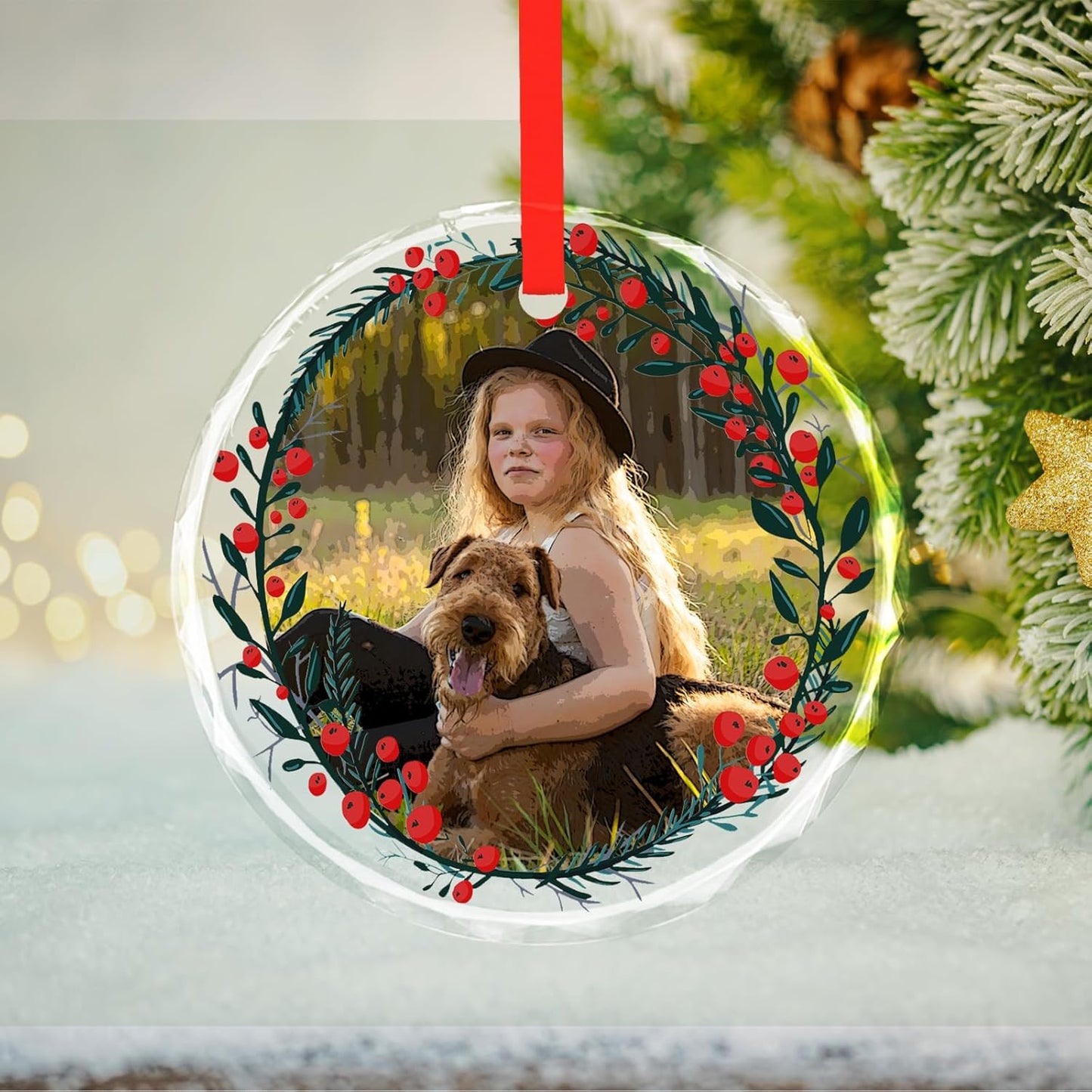 Personalized Christmas Ornaments, Custom Glass Ornament with Photo,Customized Christmas Tree Decor Gifts for Family, Dad, Mom, Him, Her