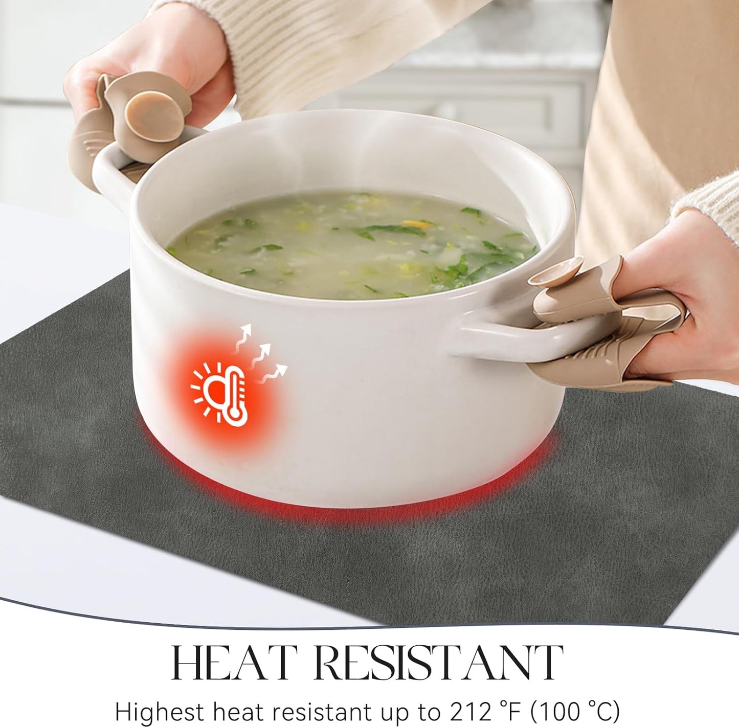 MOSAYT Vinyl Placemats Set of 4-12 X 17 Inch - Faux Leather 100% Waterproof Oil-Proof Wipeable PU Place Mats, Heat Resistant Reversible Table Mats for Kitchen, Dining, Outdoor (Dark Grey)