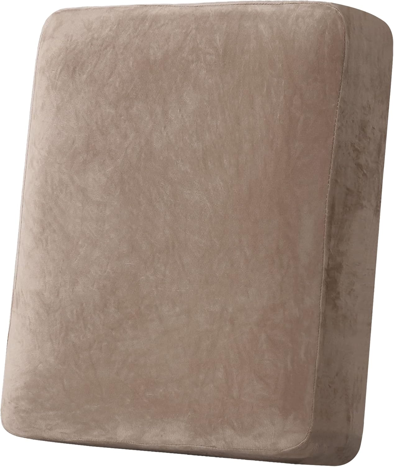 H.VERSAILTEX Velvet Stretch Couch Cushion Cover Plush Cushion Slipcover for Chair Cushion Furniture Protector Seat Cushion Sofa Cover (1 Piece Armchair Cushion Covers, Taupe)