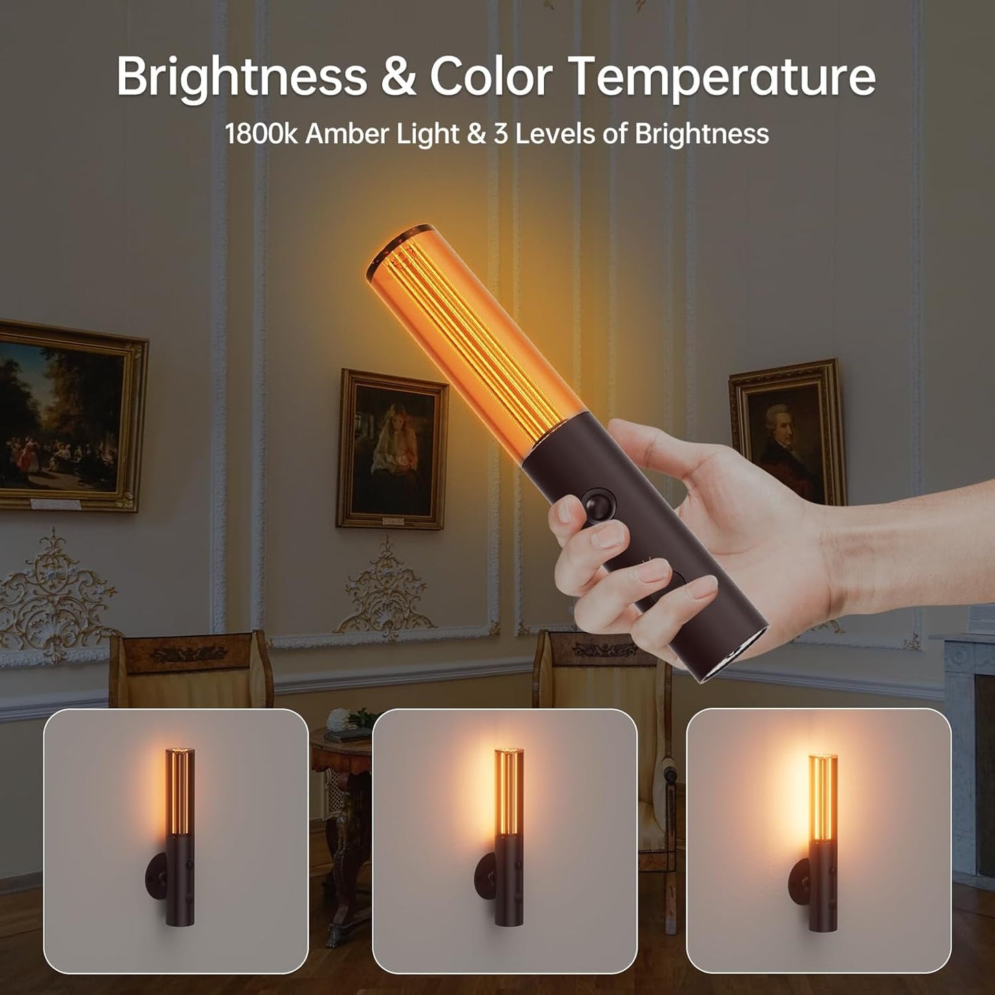 Koopala Motion Sensor LED Night Lights, Rechargeable Battery Operated Indoor Smart Motion Detector Nightlights with 3 Modes&3 Brightness, Auto Body Sensor Wall Lamps for Closet Stairway Cabinet