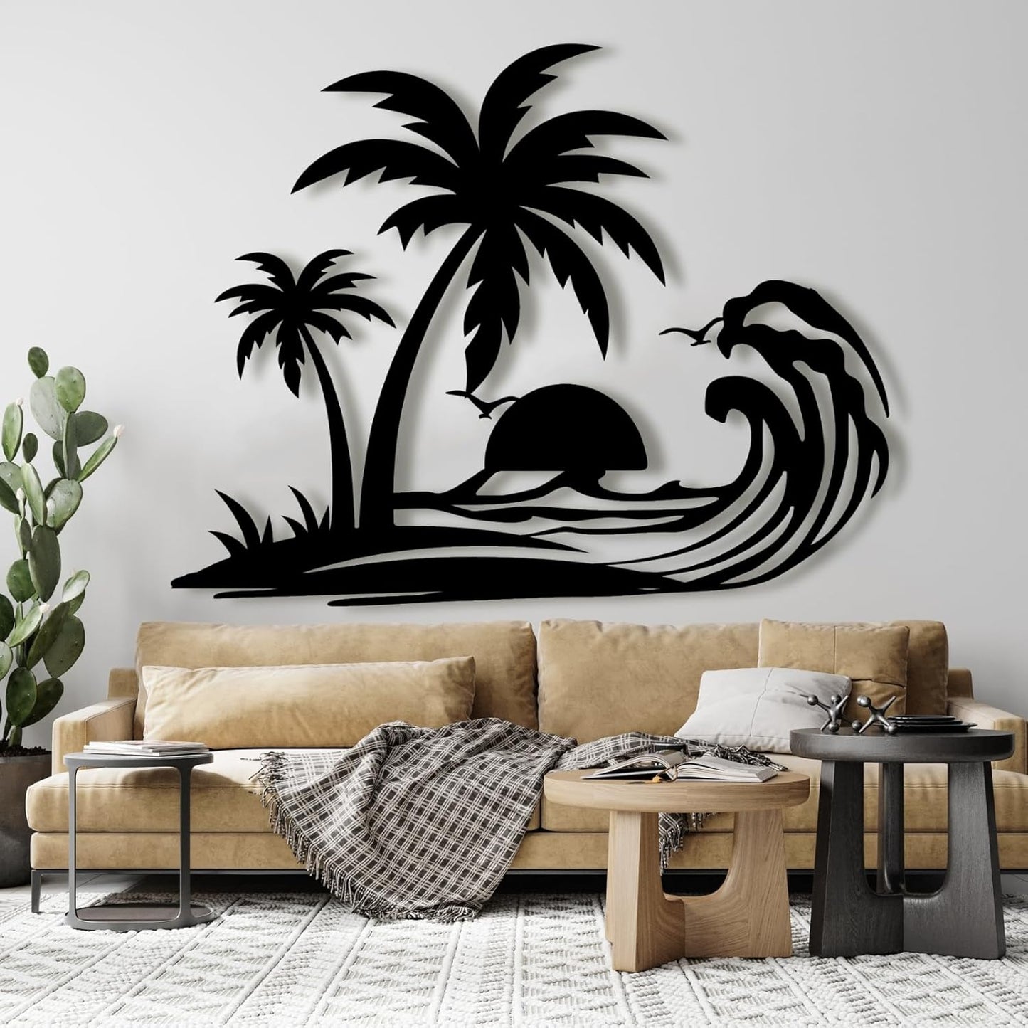Palm Tree Metal Wall Decor,Palm Tree Metal Wall Art,Metal Palm Tree,Metal Palm Tree Wall Decor,Tropical Metal Wall Art,Beach Wall Decort,Metal Wall Decor (style 1,white,39 L" x 31 W" / 100 x 78 cm)