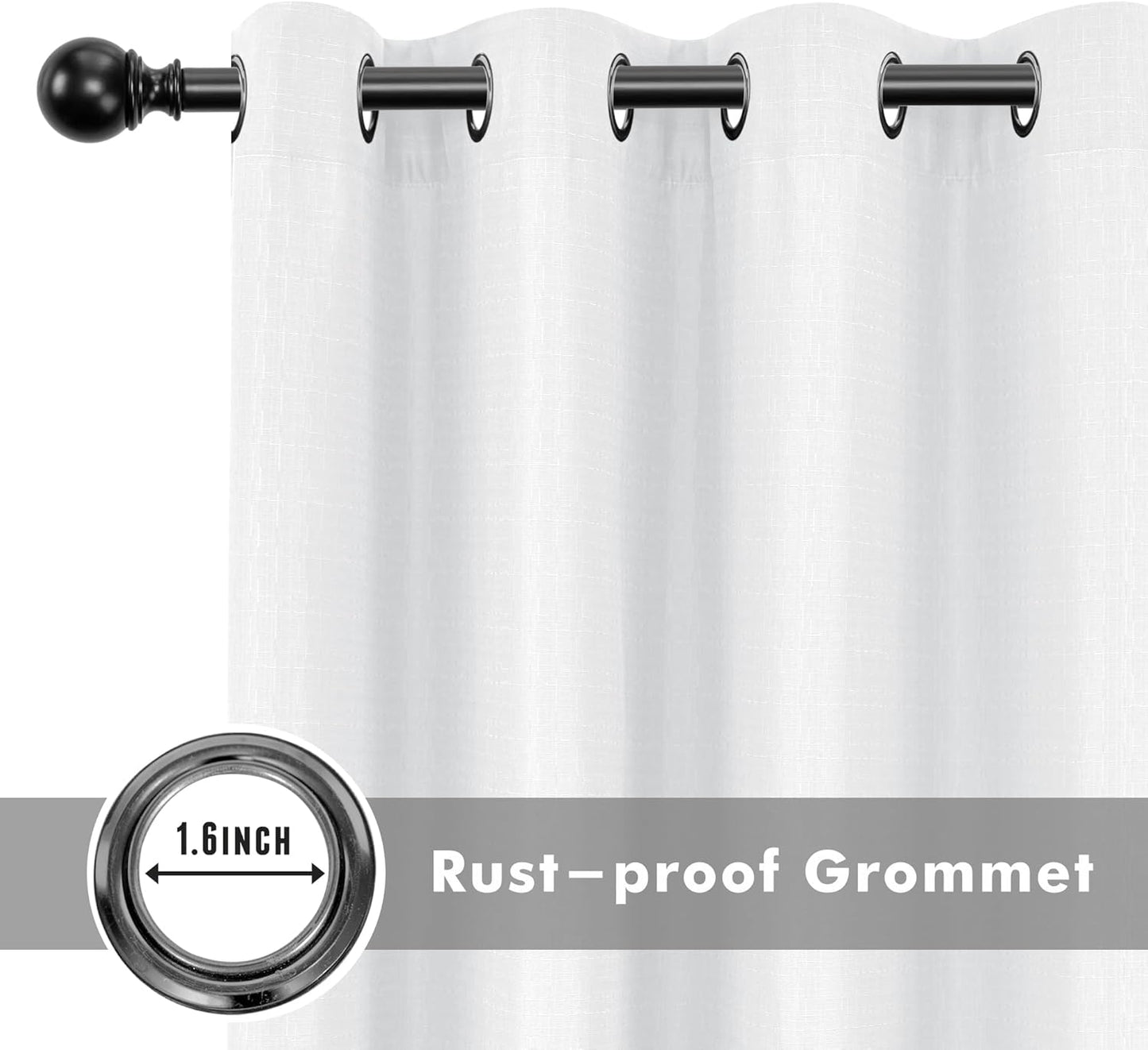 HolidayIdeas 4 Panels Outdoor Curtains for Patio Waterproof White Linen Curtains 95 Inch Length-Indoor/Outside Curtains Weatherproof, Privacy for Pergola, Porch, Gazebo-54 Wide x 95" Long