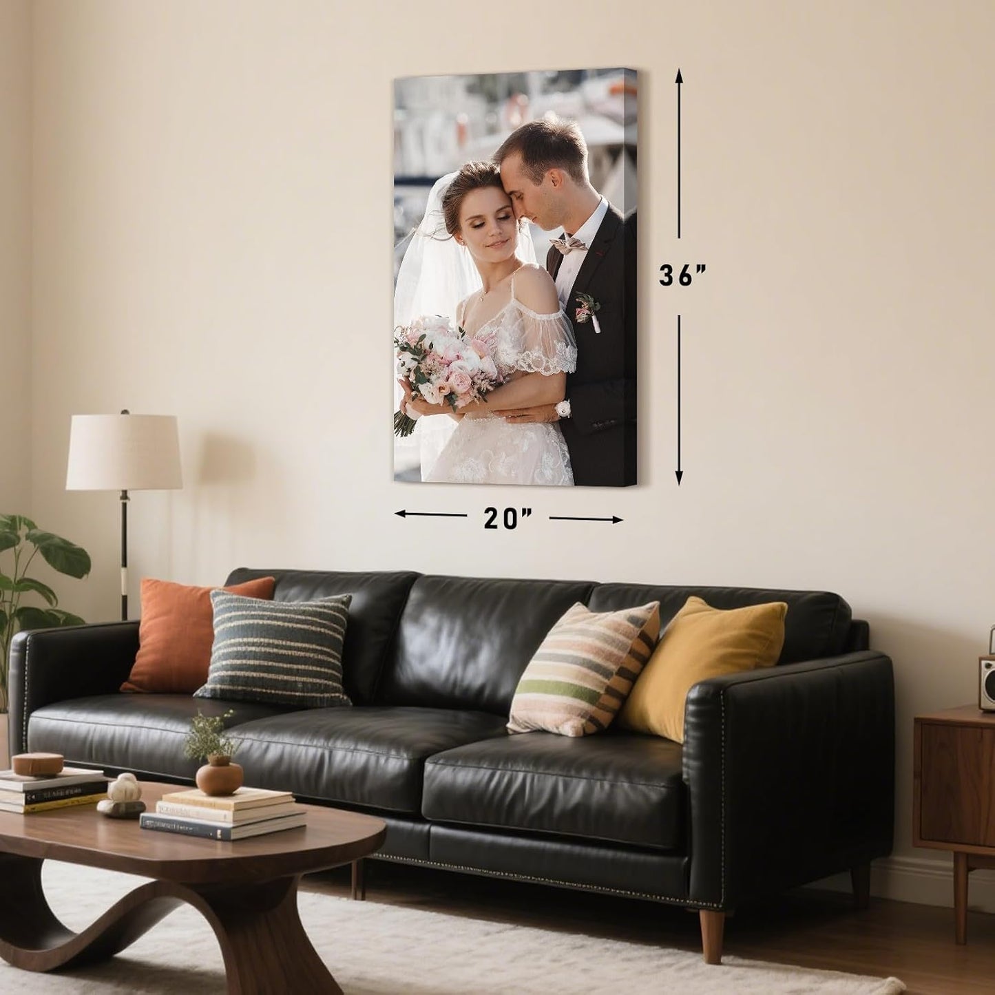 Personalized Custom Canvas Prints with Your Photos & Text, Customized Picture Print, Transform Own Images Into Framed Wall Art Digitally Printed Photo to Canvas, Keepsakes Gifts for Family 20x36’’