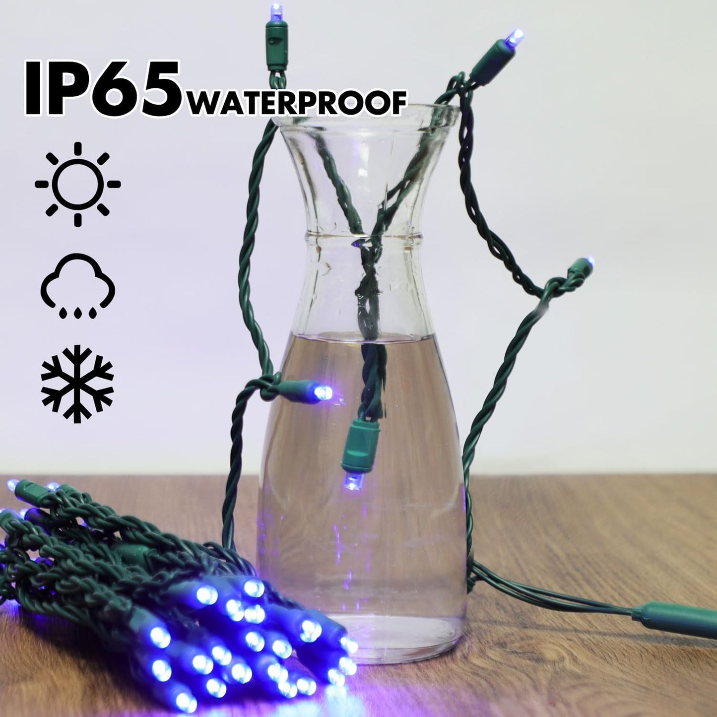 200LED (4pk of 50L) String Lights, LED Christmas Lights, 6" SPACING,Green Wire,Blue