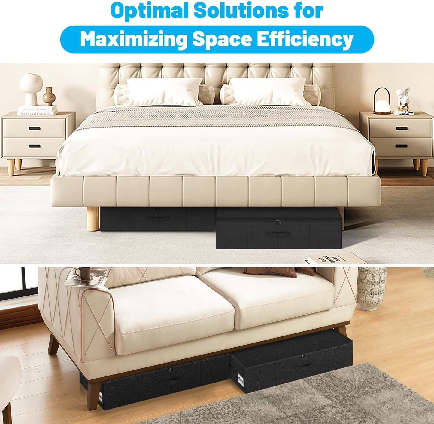 Under Bed Storage Container Bin 3 Pack, Low Profile Foldable Underbed Clothes Storage Organizer W/ Ultra Thick Fabric and Sturdy Bottom/Sides, Dual Zipper Storage Box for Dorm and Home 30x16x6.7"