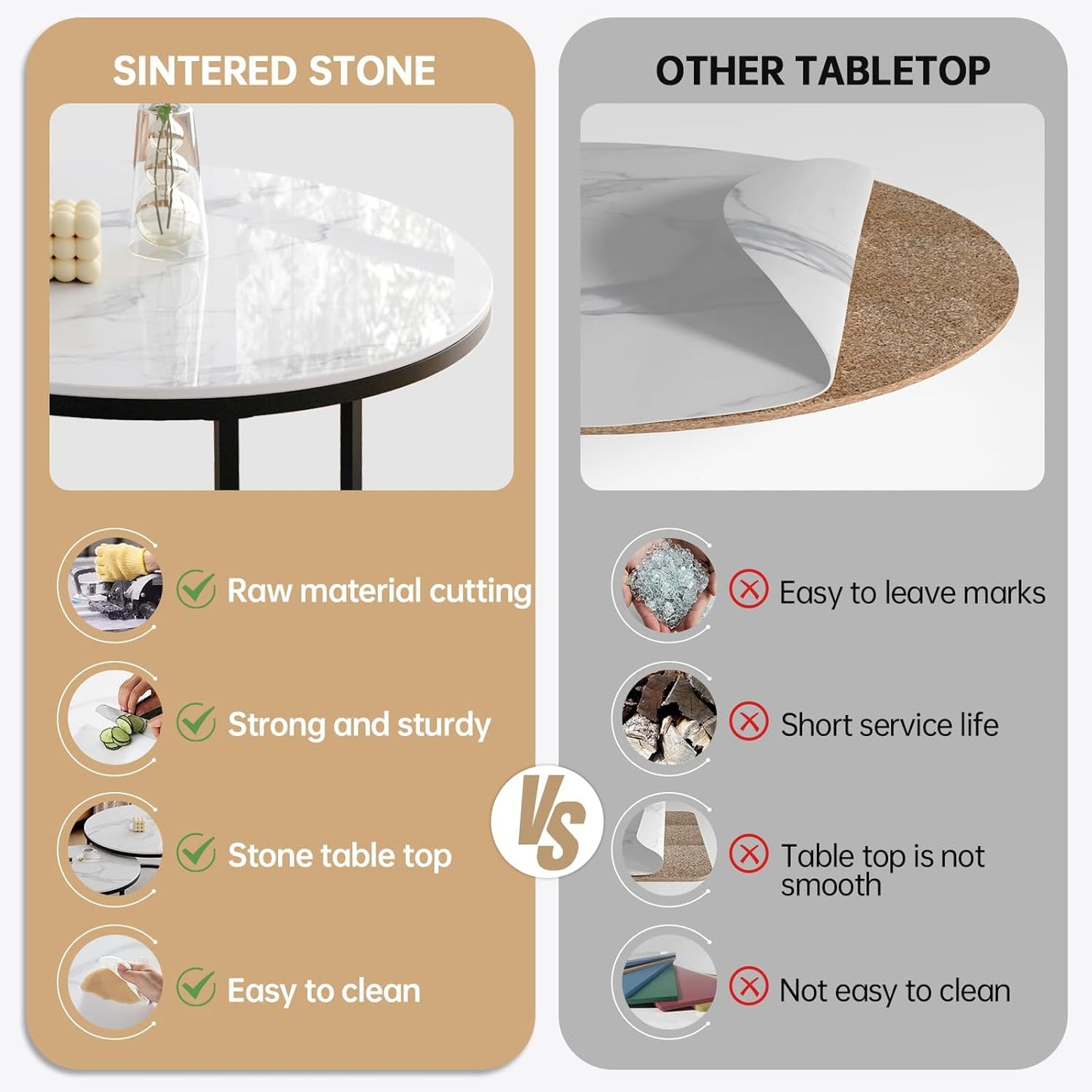 ZL ZELing White Nesting Coffee Table Set of 2, 27'' Round Coffee Table Sintered Stone Top & Metal Frame, End Tables Center Table for Living Room, Small Space