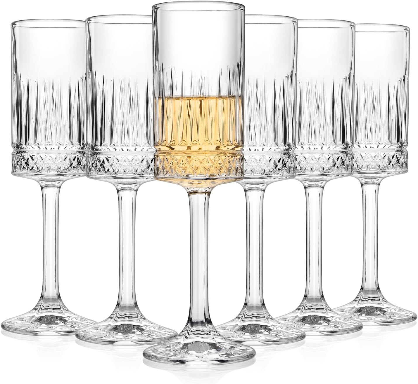 Champagne Flutes Set of 6, 7oz Square Champagne Glasses, Lead-Free Crystal Champagne Flute Glass, Unique Gift for Birthday, Wedding, Anniversary