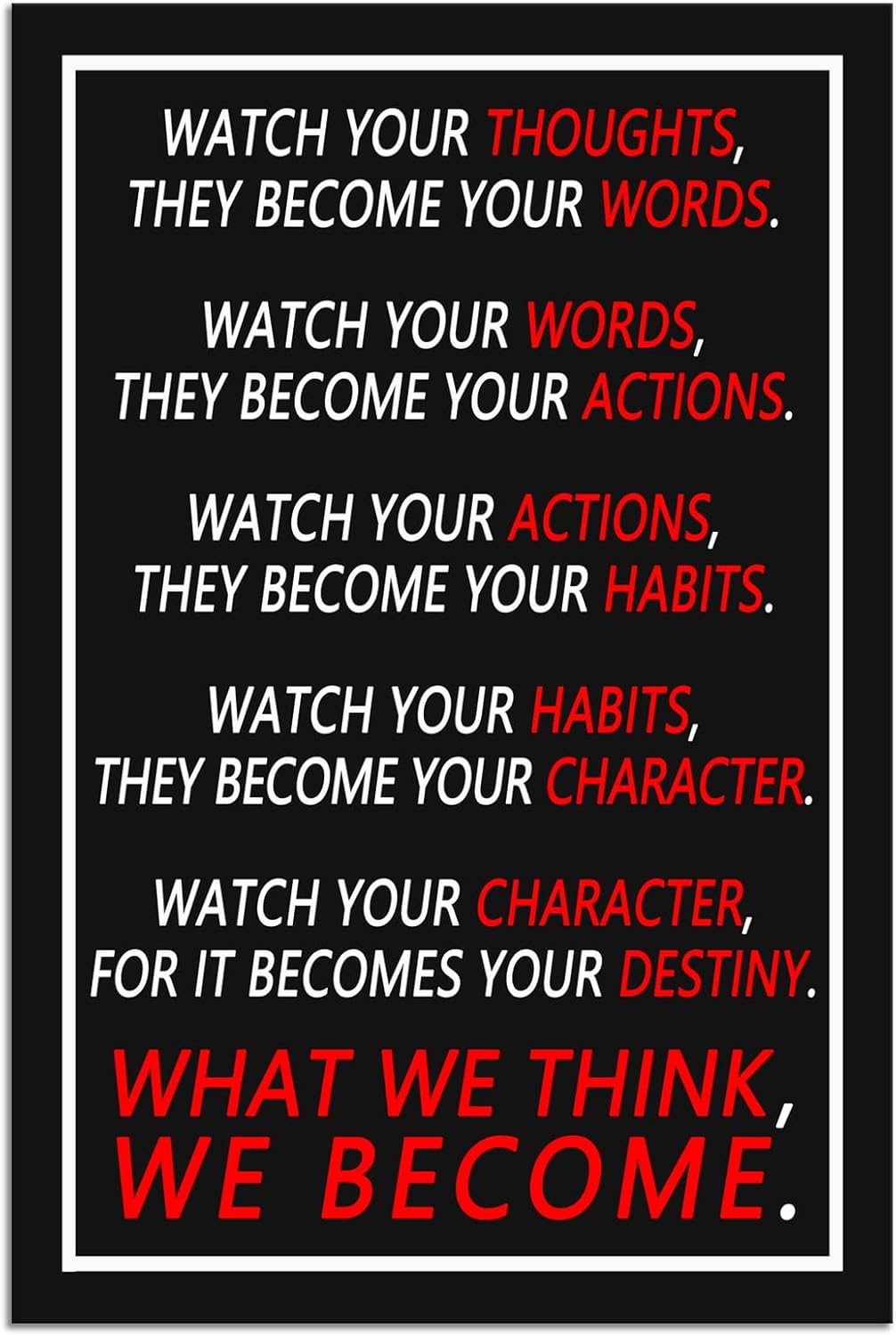 Motivational Canvas Wall Art Inspirational Poster for Office Watch Your Thoughts Inspiring Canvas Prints Artwork for Home Wall Decor Modern Painting Stretched and Framed Ready to Hang [24''Wx 36''H]