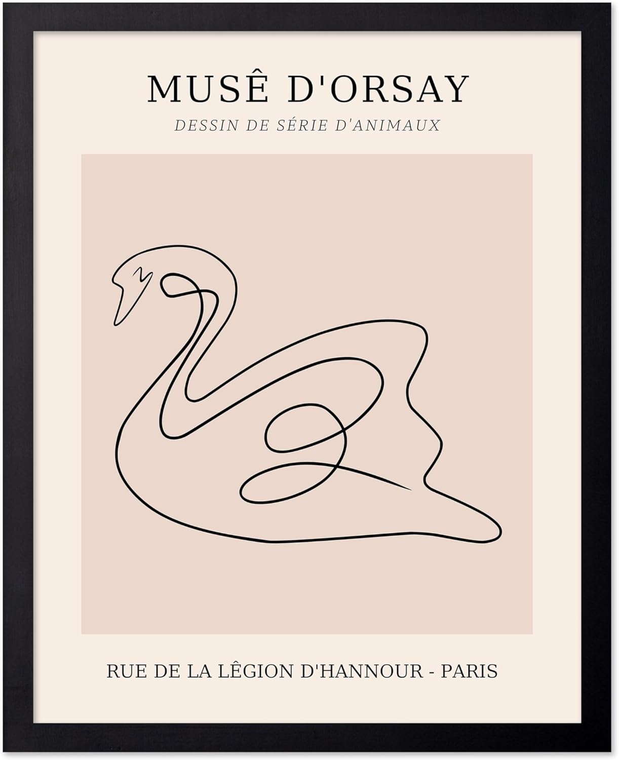 Poster Master Vintage Poster - Retro One Line Swan Drawing Print - Swan Art - Bird Art - Minimal Gift for Her, Animal Lover - Abstract Decor for Home, Office, Bedroom - 11x14 UNFRAMED Wall Art