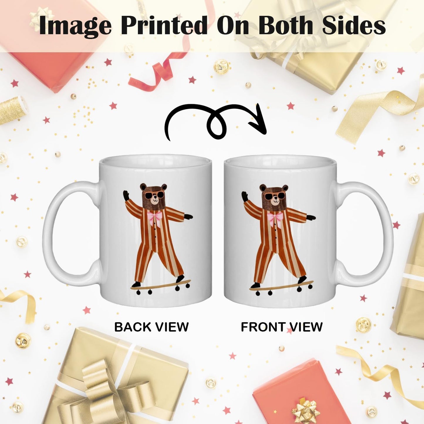 JINYO Bear Mug, Bear Coffee Mug, Funny Bear Coffee Cup, Bear Gifts for Women Men, Bear Lovers Gifts, Bear Gifts For Bear Lovers Women, Bear Themed Gifts, Bear Gifts For Bear Lovers, 11oz