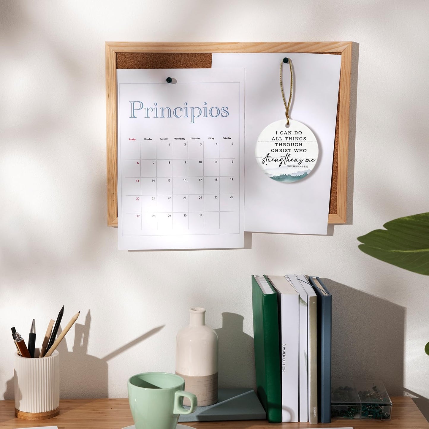 Christian Ornaments, I Can Do All Things Scripture Religious Ceramic Ornament Keepsake Decorations, Inspirational Christian Gifts for Women Teen Girls