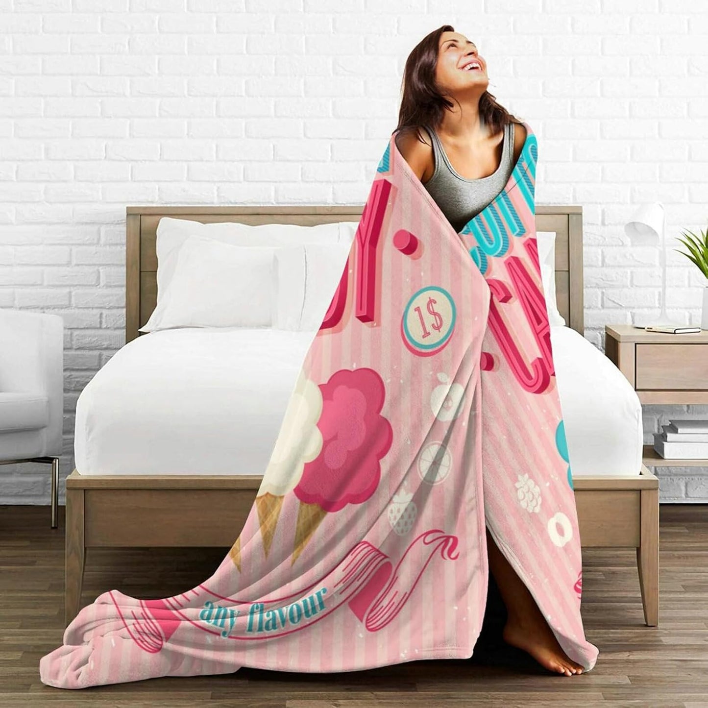 HGOD DESIGNS Candy Throw Blanket Sweet and Colorful Candy Pink Blanket Super Soft Flannel Throw Blanket Lightweight Plush Fuzzy Bed Blanket for Bedding Sofa and Travel 40"X50"