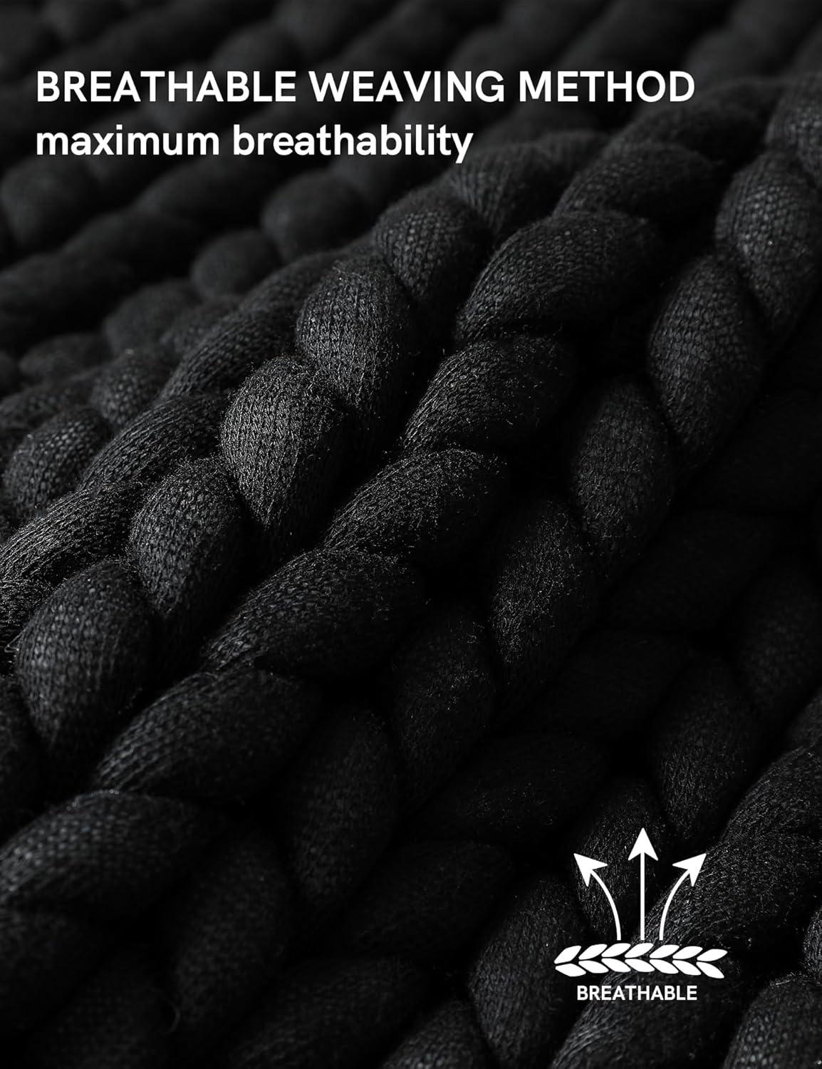 YnM Chunky Throw Blanket, Medium-Weight, Hand Knitted, Skin Friendly, Ventilated and Breathable, Machine Washable, Home Décor Piece for Couch, Sofa and Bed (Black, 50x70 Inch)