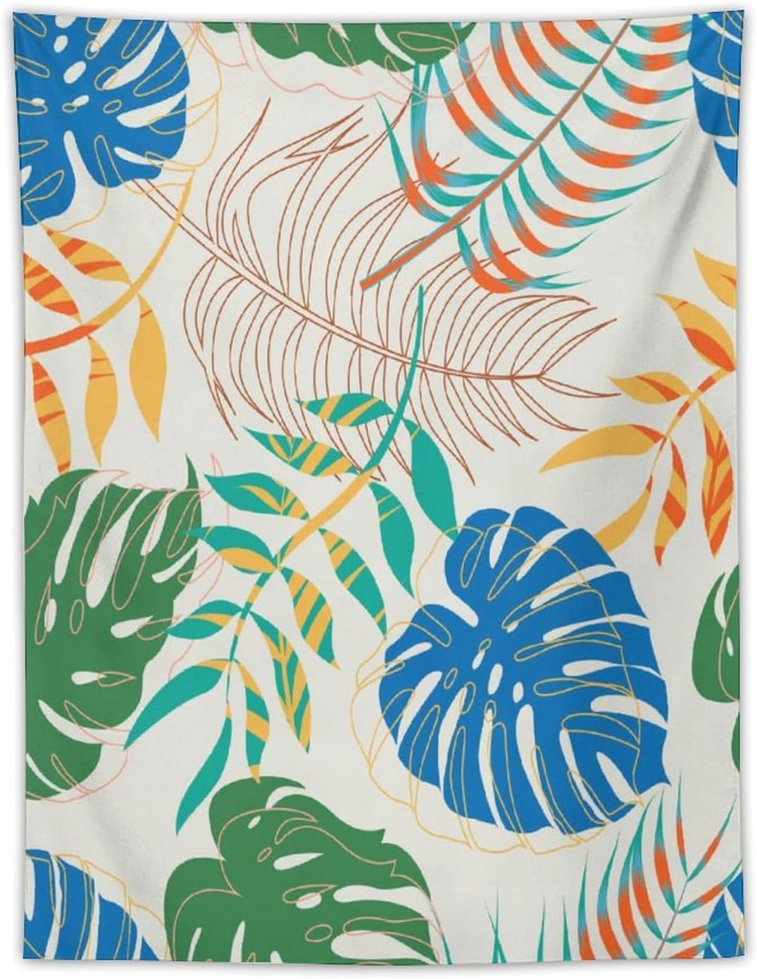 ICMOLYYENLO Tropical Green Plant Tapestry, Green Palm Leaves Natural Landscape Print Wall Tapestry for Bedroom Living Room Dormitory 60x60 Inch