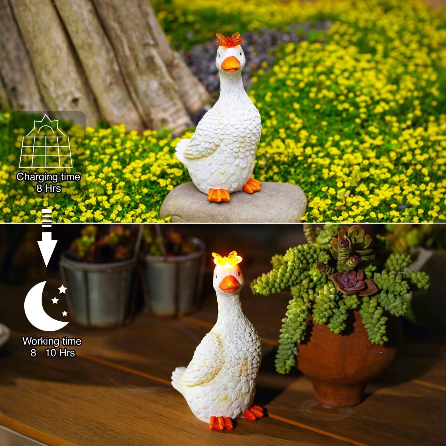 Goodeco Porch Goose Statue with Butterfly - Outdoor Garden Goose Decor for Yard, Unique Gifts for Mom & Garden Lovers (Off White)