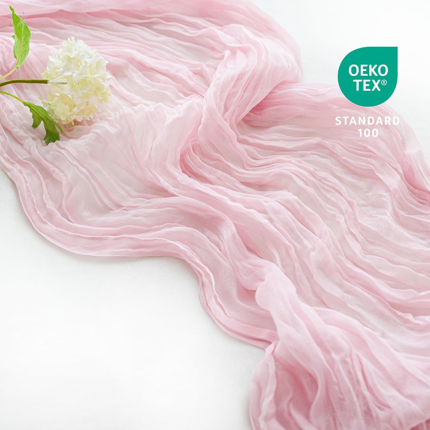 Sioloc 1 Pack Light Pink Cheesecloth Table Runner Fall Autumn Decor for 10ft(35" x120" ) Table Cloth for Tea Wedding Birthday Party Baby Bridal Shower Halloween Thanksgiving