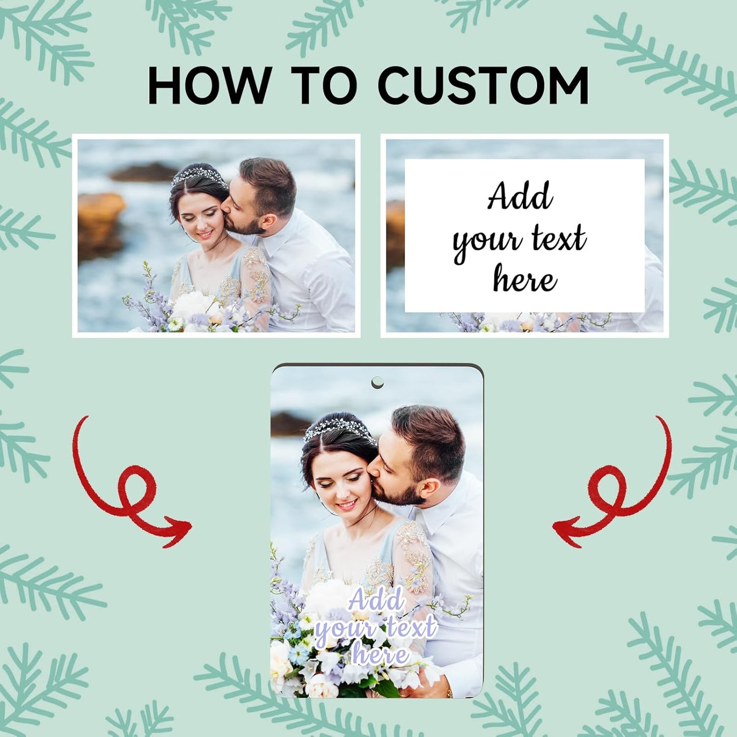 4 Pack Personalized Christmas Ornaments 2025 Wood Custom Photo Text Hanging Ornament for Christmas Tree Decorations, First Christmas Engaged/Married, New Home, Baby's First Christmas, Memorial