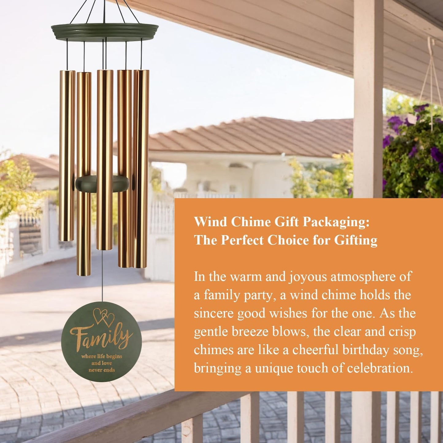 Wind Chimes for Outside, Large Outdoor Windchimes with Engraved Tree of Life, Premium Tuned Metal Chimes for Mother/Grandma, Home & Garden Decor with Soothing Tone