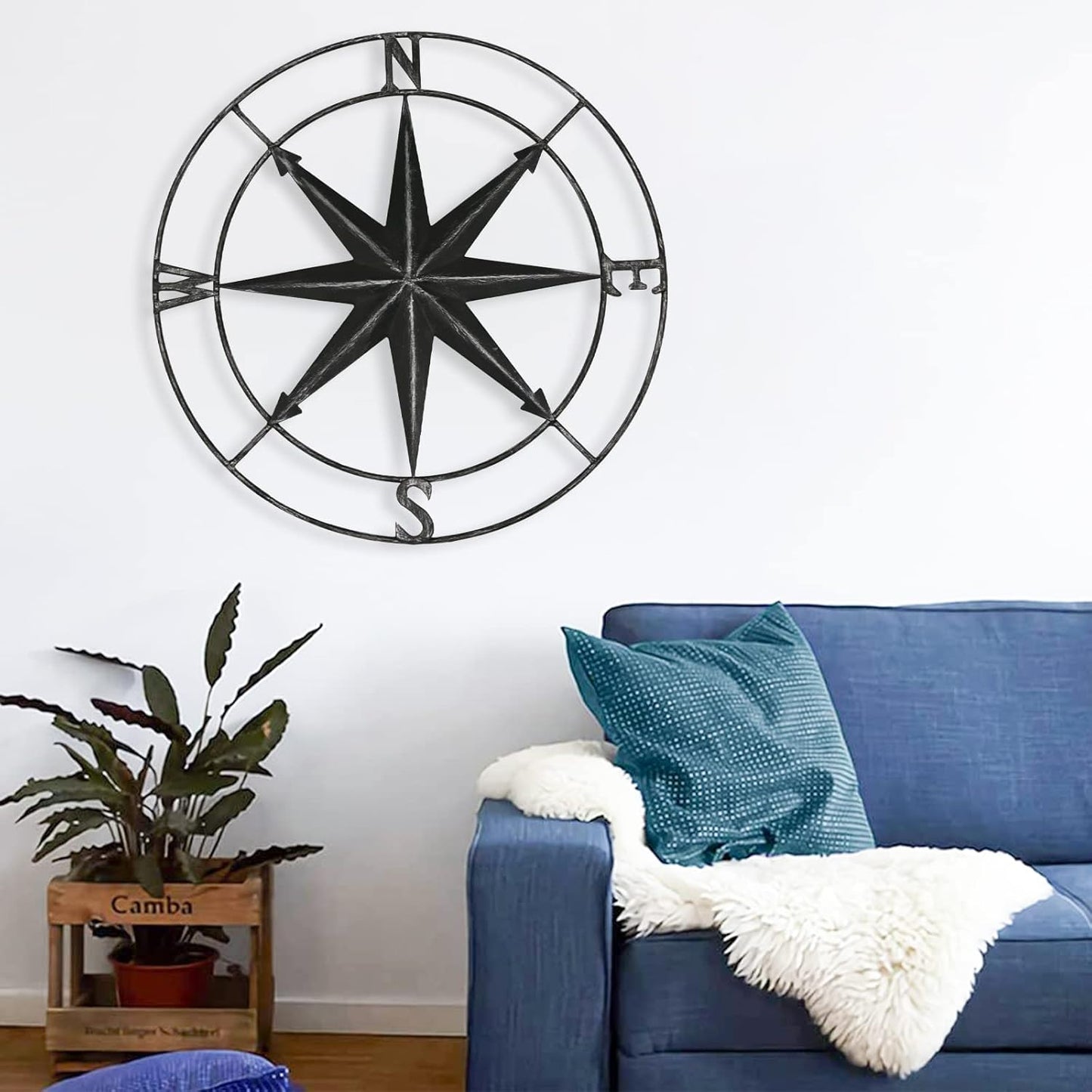 aboxoo Round Metal Compass Decorative Compass Metal Wall Art Hanging Wall Sculpture 11 Inch Black Diameter Farmhouse Decor Indoor or Outdoor Sign