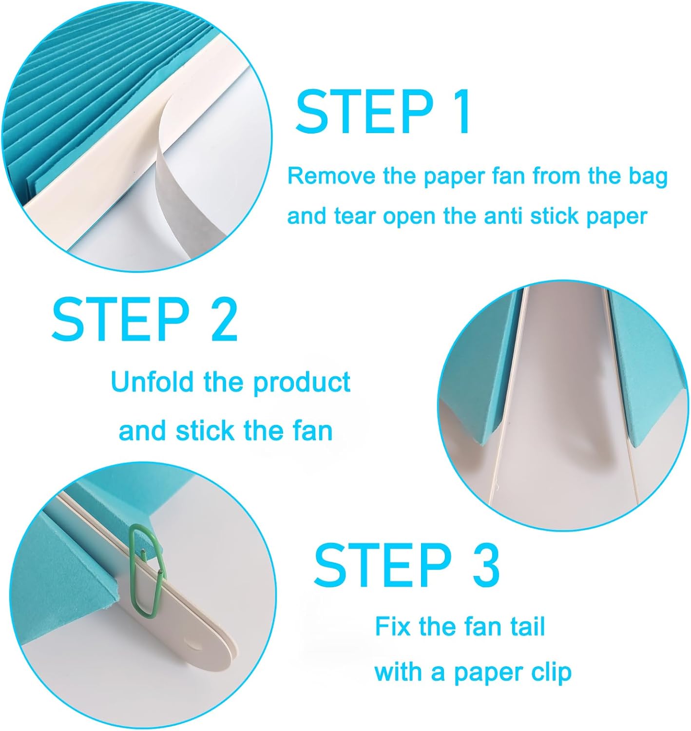 Blue Hanging Paper Fans,Blueaccessories Paper Decorations for Party,Blue Harmony Classroom Decorations,Party Decorations for Boys 12in Hanging Paper Fans 30 Color DIY Set (Sky Blue)