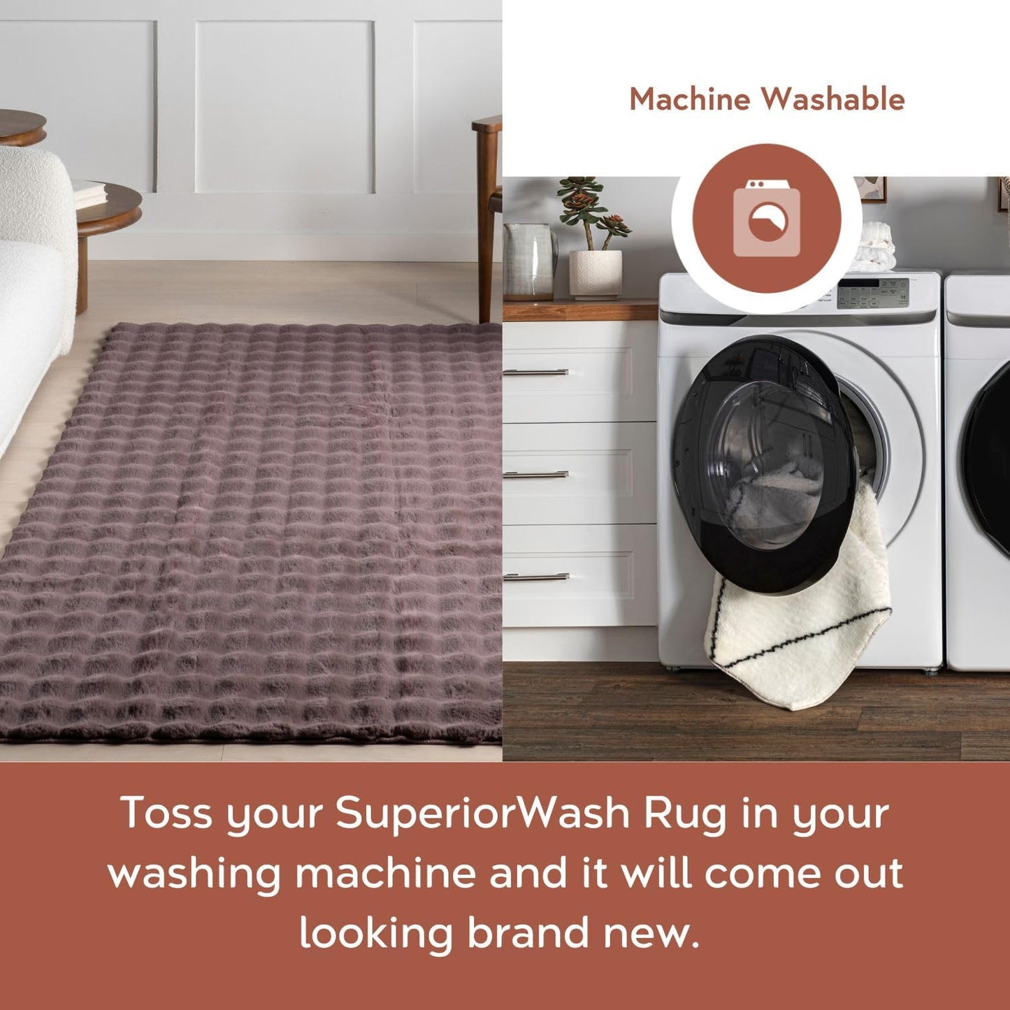 nuLOOM Jeni Checkered 3'9" x 6' Machine Washable Area Rug for Living Room Bedroom Dining Room Kitchen, Dark Brown