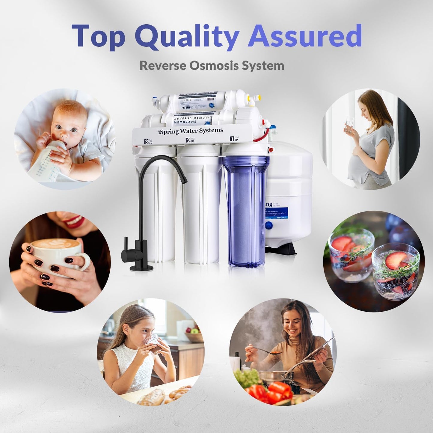 iSpring RCC7-BLK, NSF/ANSI 58 Certified, 5-Stage Reverse Osmosis System, RO Water Filter System Under Sink, Drinking Water Filter, 75 GPD, Stylish Black RO Faucet