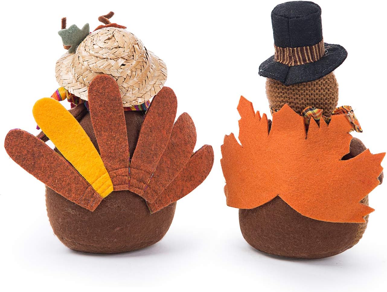 Ogrmar 2 Pack Stuffed Turkey Couple Doll Thanksgiving Tabletop Decoration Exquisite Handmade Turkey Doll Kit for Autumn Fall Thanksgiving Home Decor