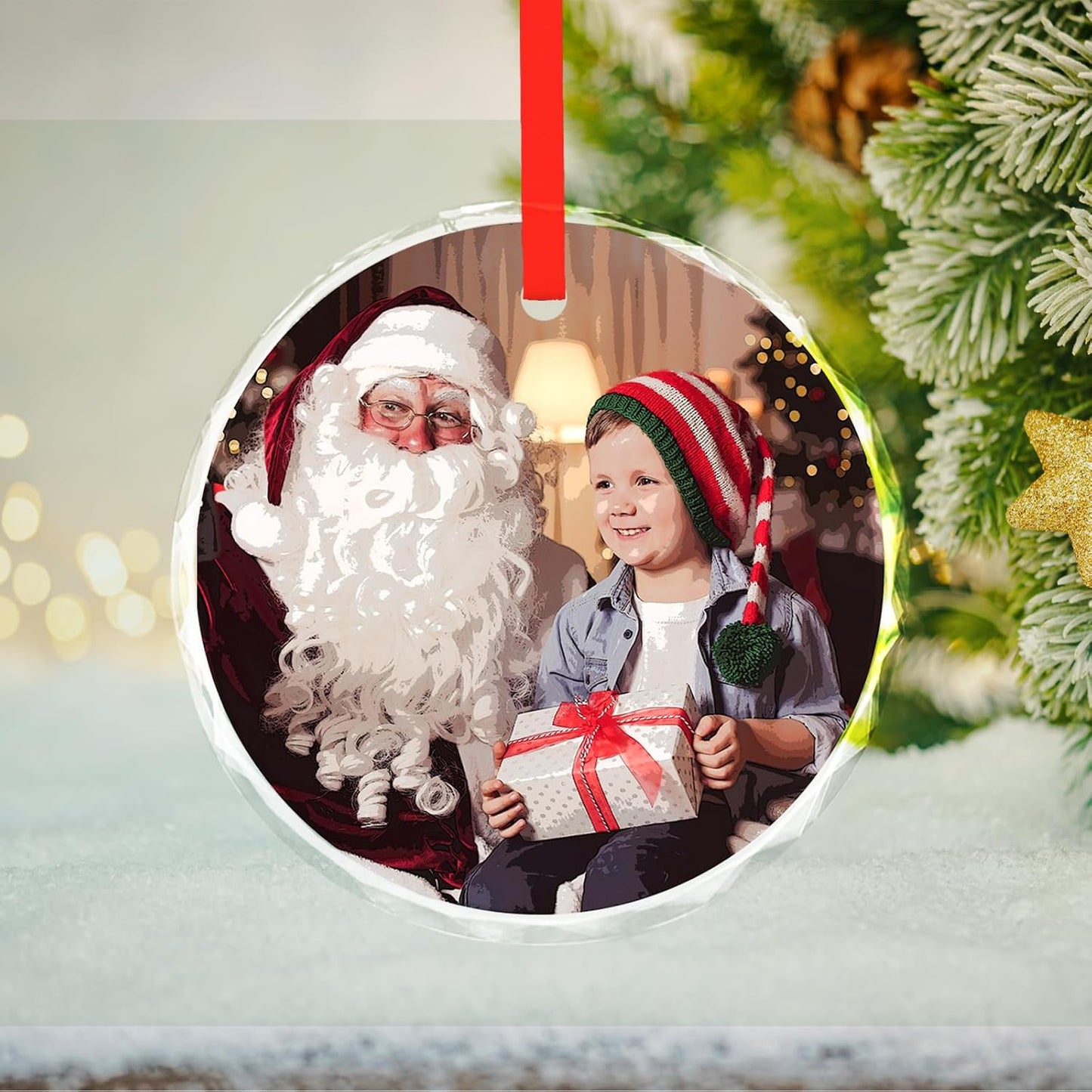 Personalized Christmas Ornaments, Custom Glass Ornament with Photo,Customized Christmas Tree Decor Gifts for Family, Dad, Mom, Him, Her, Couple