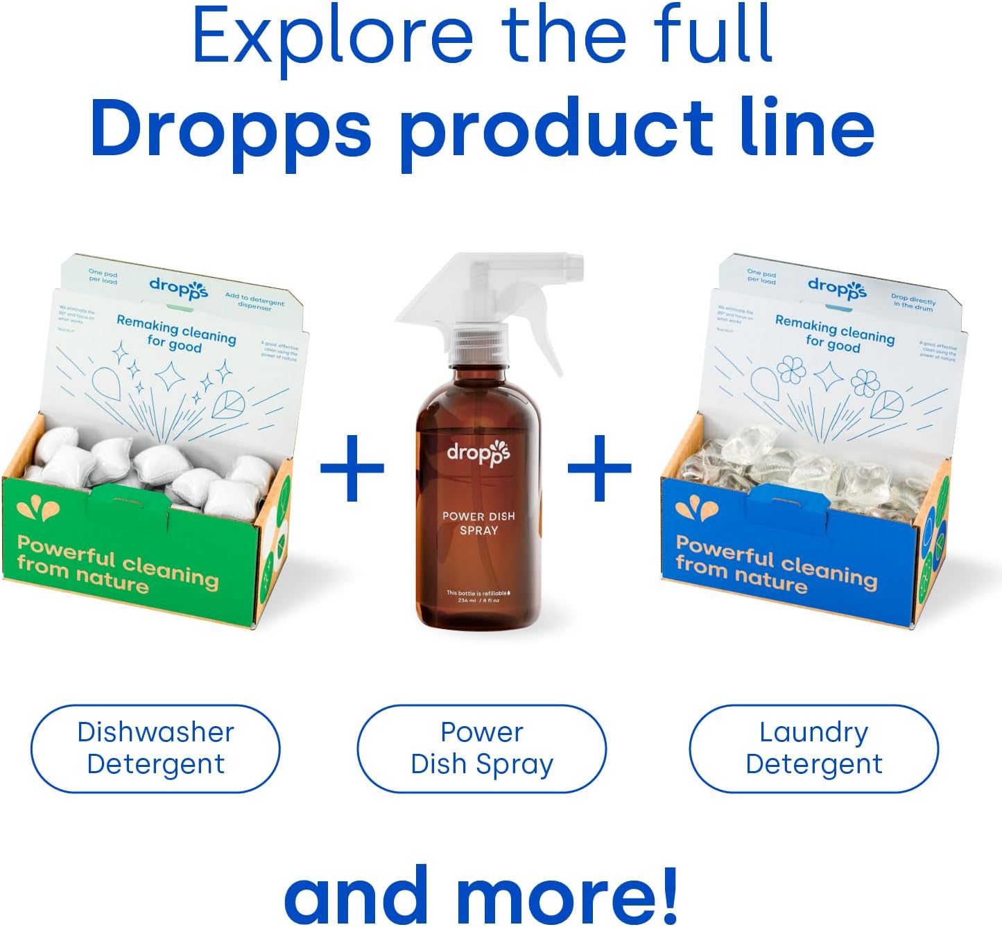 Dropps Free + Clear Biobased Power Laundry Detergent Pods, Unscented (140 Count) - HE Compatible Laundry Pods for Fresh Clothes - Laundry Soap Supplies & Recyclable Paperboard Packaging