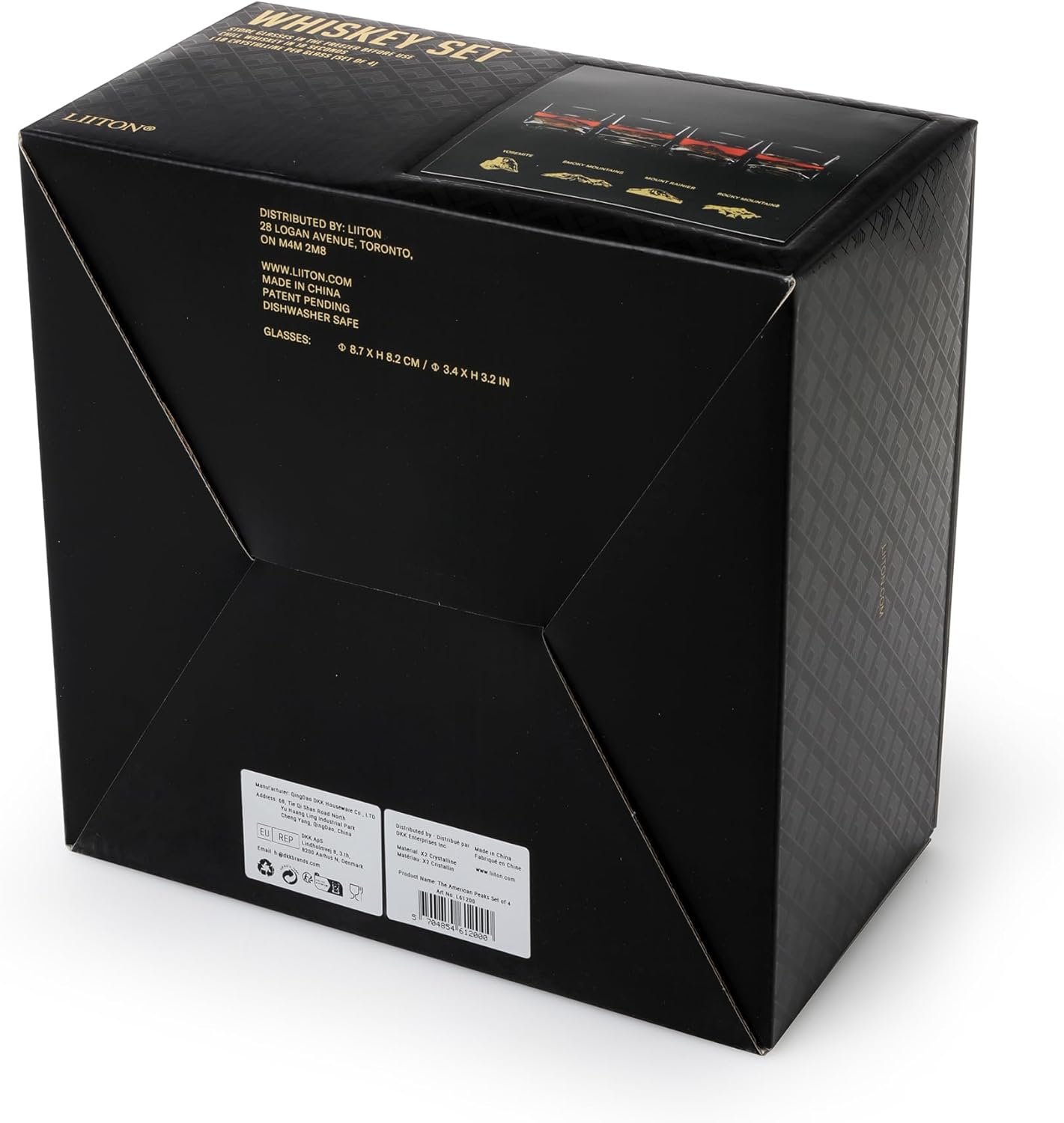 American Peaks Heavy Crystal Whiskey Glasses Gift Set of 4, Thick Freezable Bourbon Glass 1lb Each, Premium Whiskey Gifts for Men, Frozen Crystal Chills Cocktails, 10 oz