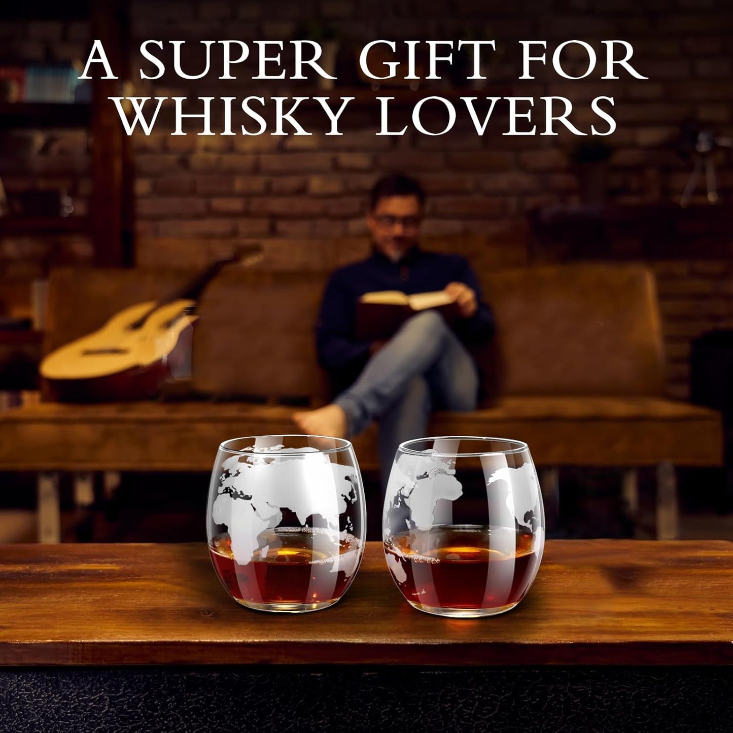 Whiskey Glass for Men, Whiskey Globe Glass for Liquor, Bourbon, Vodka, Cocktails, Scotch liquor Father's Day Anniversary Unique Gifts - 310ml Gifts for Men, 2 pcs