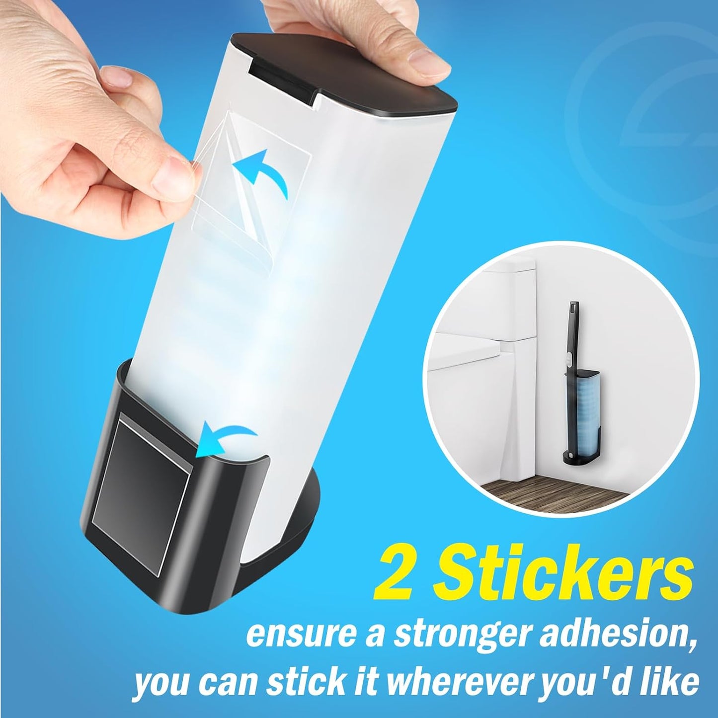 squish 2 Kit Disposable Toilet Brush with 32 Refills, Toilet Bowl Toilet Brush and Holder, Wall Mounted Toilet Brush with No Drilling Adhesive for Toilet Cleaning