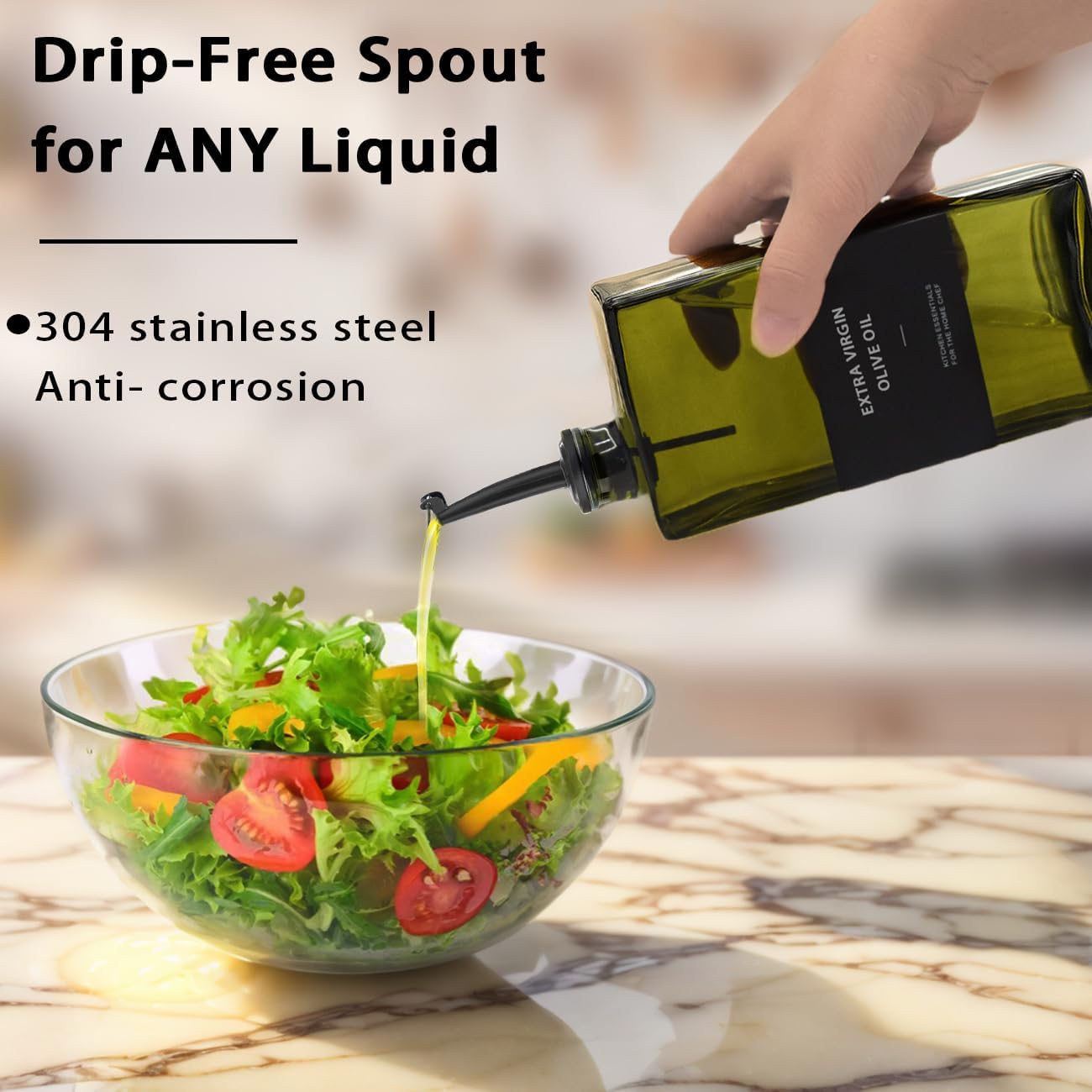 Olive Oil Dispenser Bottle for Kitchen 16.9oz, UV-Blocking Oil and Vinegar Dispenser Set, Leakproof Oil Container for Home, Restaurant (Green, Set of 4)