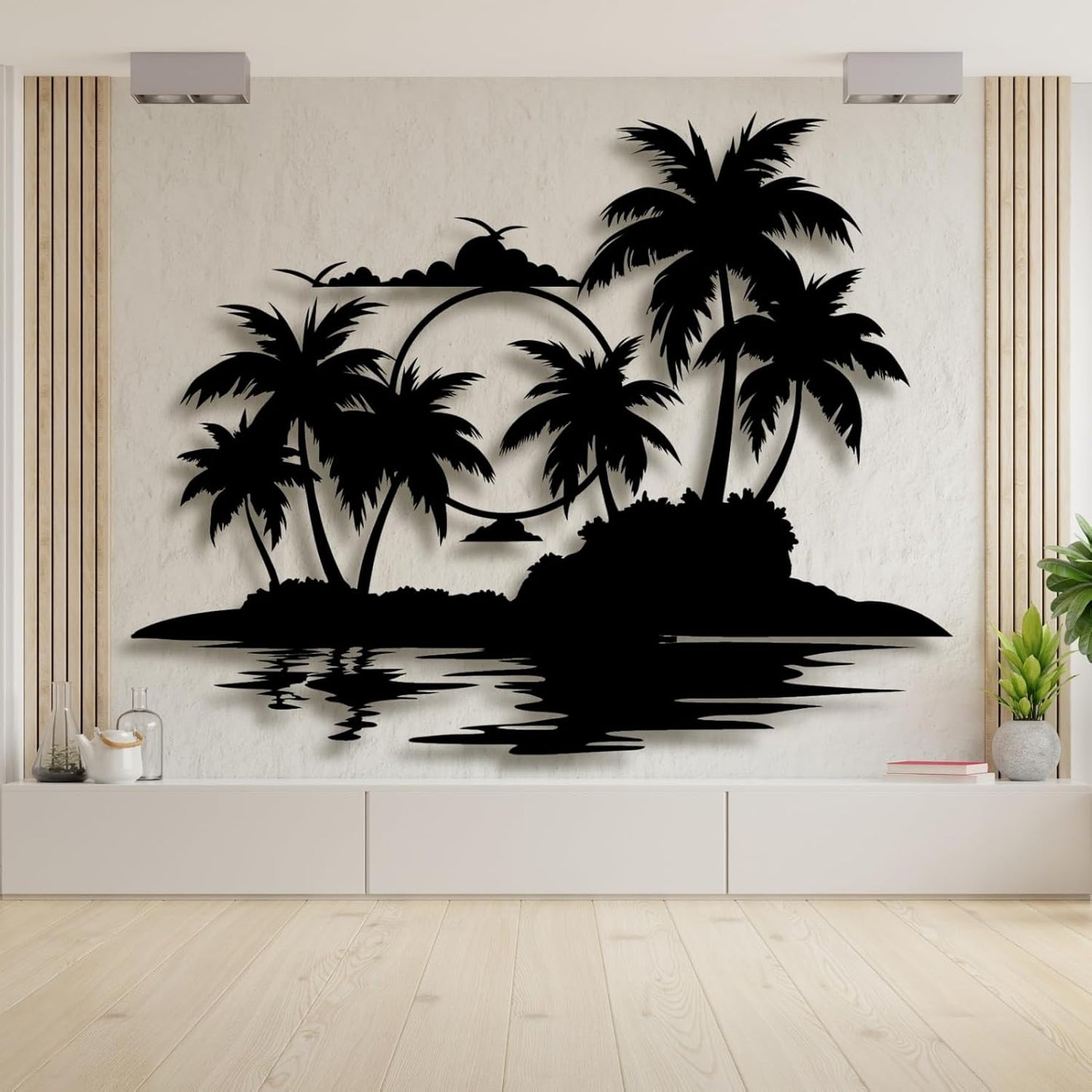Palm Tree Metal Wall Decor,Palm Tree Metal Wall Art,Metal Palm Tree,Metal Palm Tree Wall Decor,Tropical Metal Wall Art,Beach Wall Decort,Metal Wall Decor (style 2,black,39 L" x 31 W" / 100 x 78 cm)
