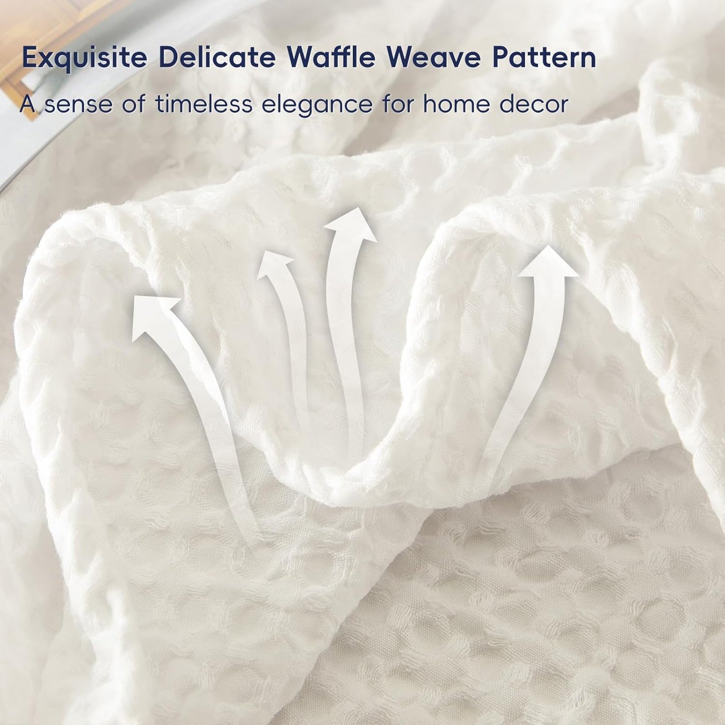 PHF Ultra Soft Waffle Weave Throw Blanket 50"x 60"- Washed Lightweight Breathable Cozy Woven Blanket for Bed - Aesthetic Decor for Couch Bedding Sofa Home Car - Coconut White